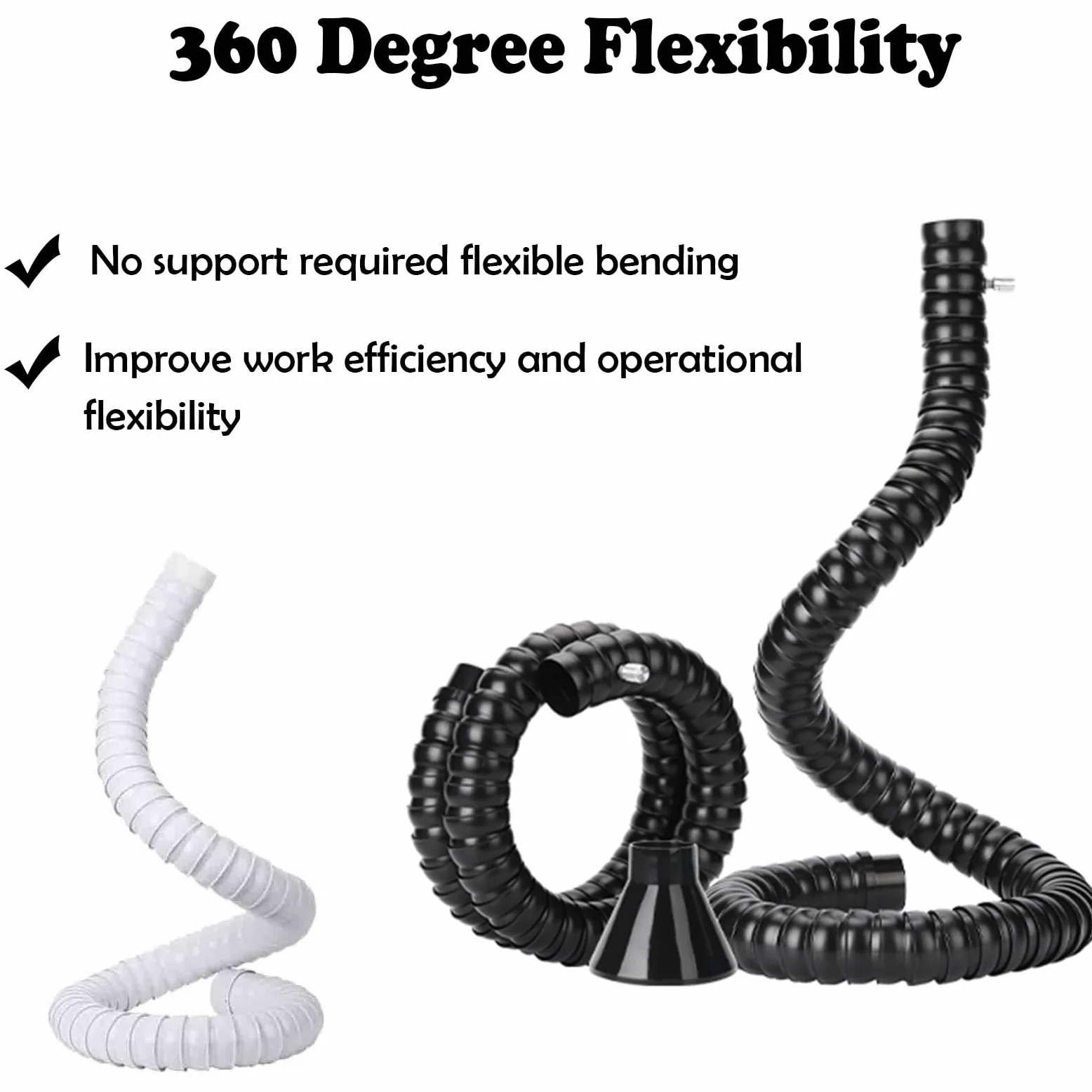 Brazo articulado para extracción de Humos con Campana de Acero Inoxidable - Manguera Flexible para extracción de Gases, Humo y vapores (1,5 m/4,9 pies, 45 mm/1,8 Pulgadas) - Duradero, Ajusta