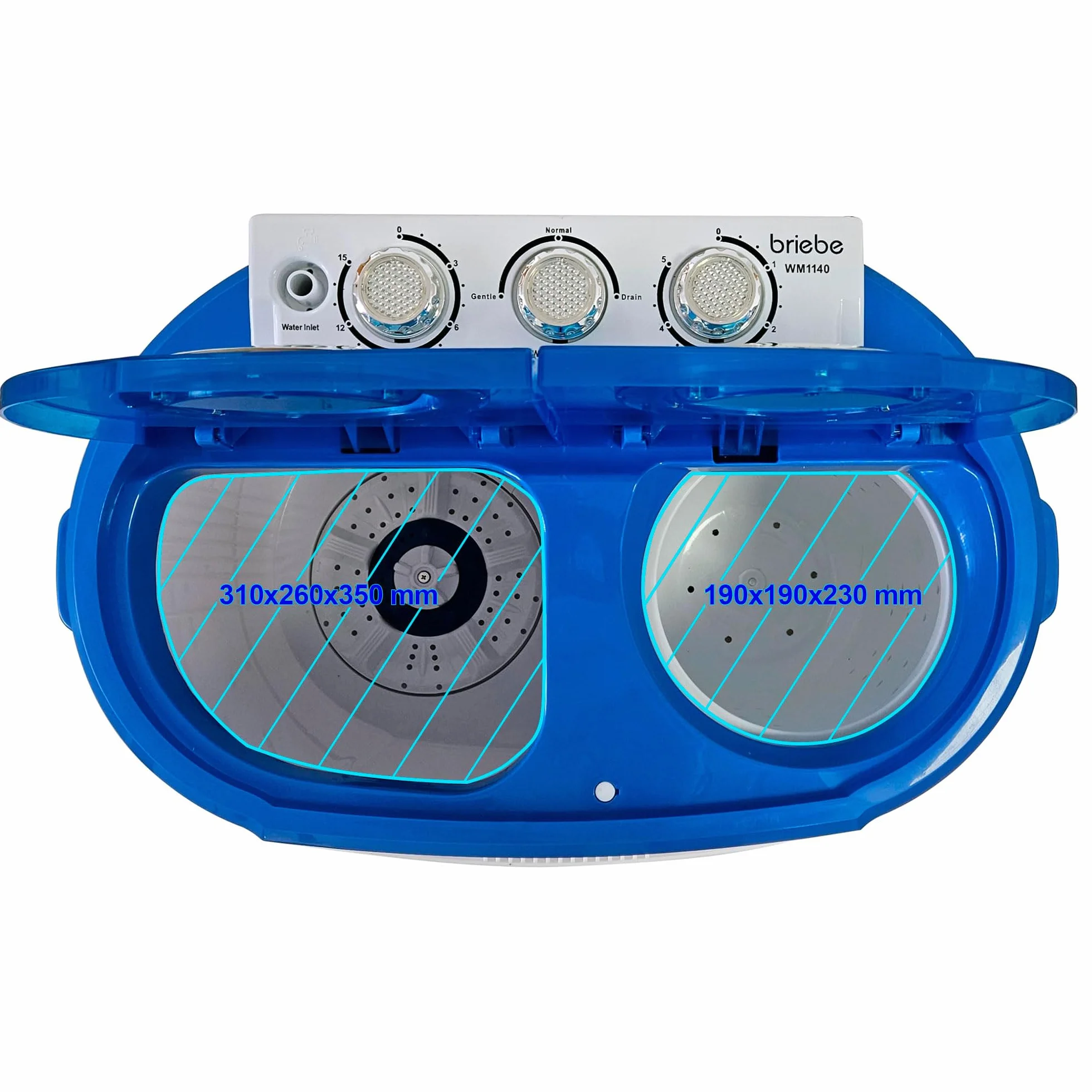 Camp Mini Lavadora Portátil con Centrifugado 3Kg Carga Superior Azul/Blanco