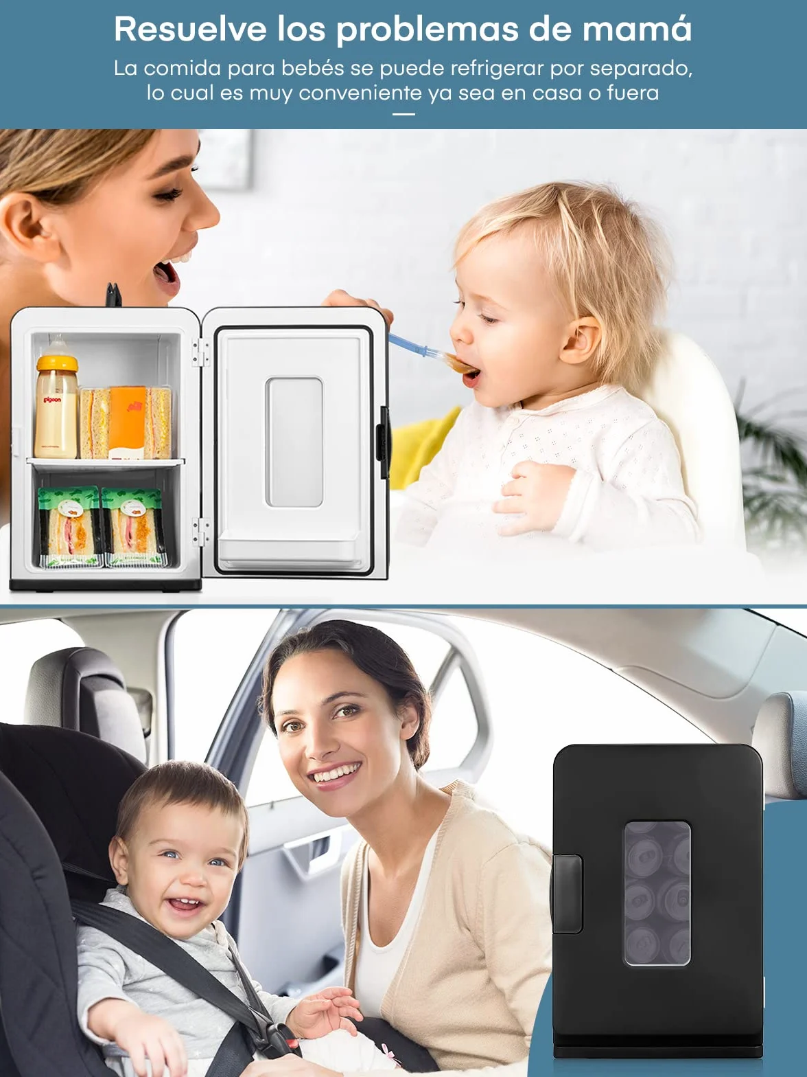 NORTHCLAN Mini Nevera Portatil, 15L Mini Frigorifico, 12V/230V, Funciones Enfriar y Calentar, Mini Frigorífico para Coches, Oficinas y Dormitorios, Cosméticos y Cervezas, Modo Max y ECO, Negro