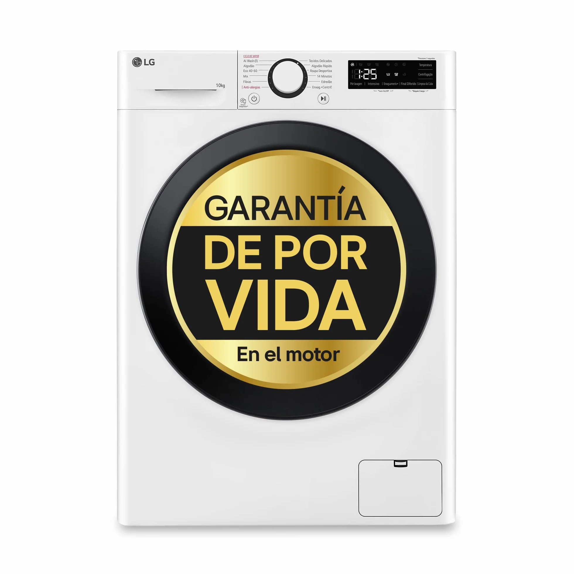 LG F4WR5010A6W - Lavadora Inteligente, 10kg, AI Direct Drive, 1400rpm, Vapor Steam, Clasificación A, Serie 500, Color Blanco