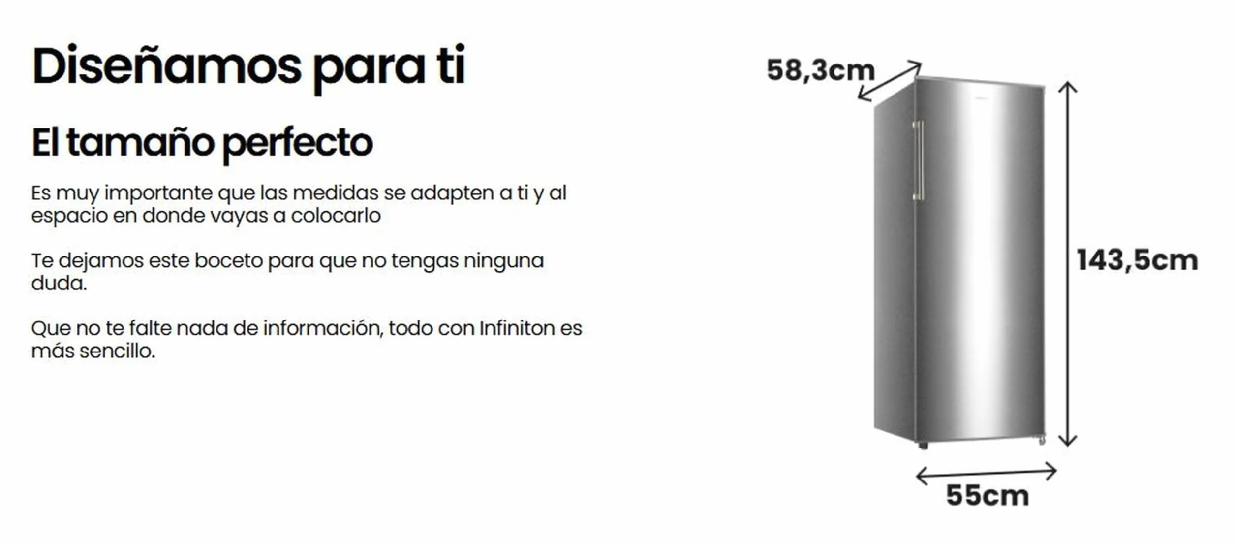 INFINITON Congelador Vertical CV-172L14XEV 172L 143.5cm Inoxidable