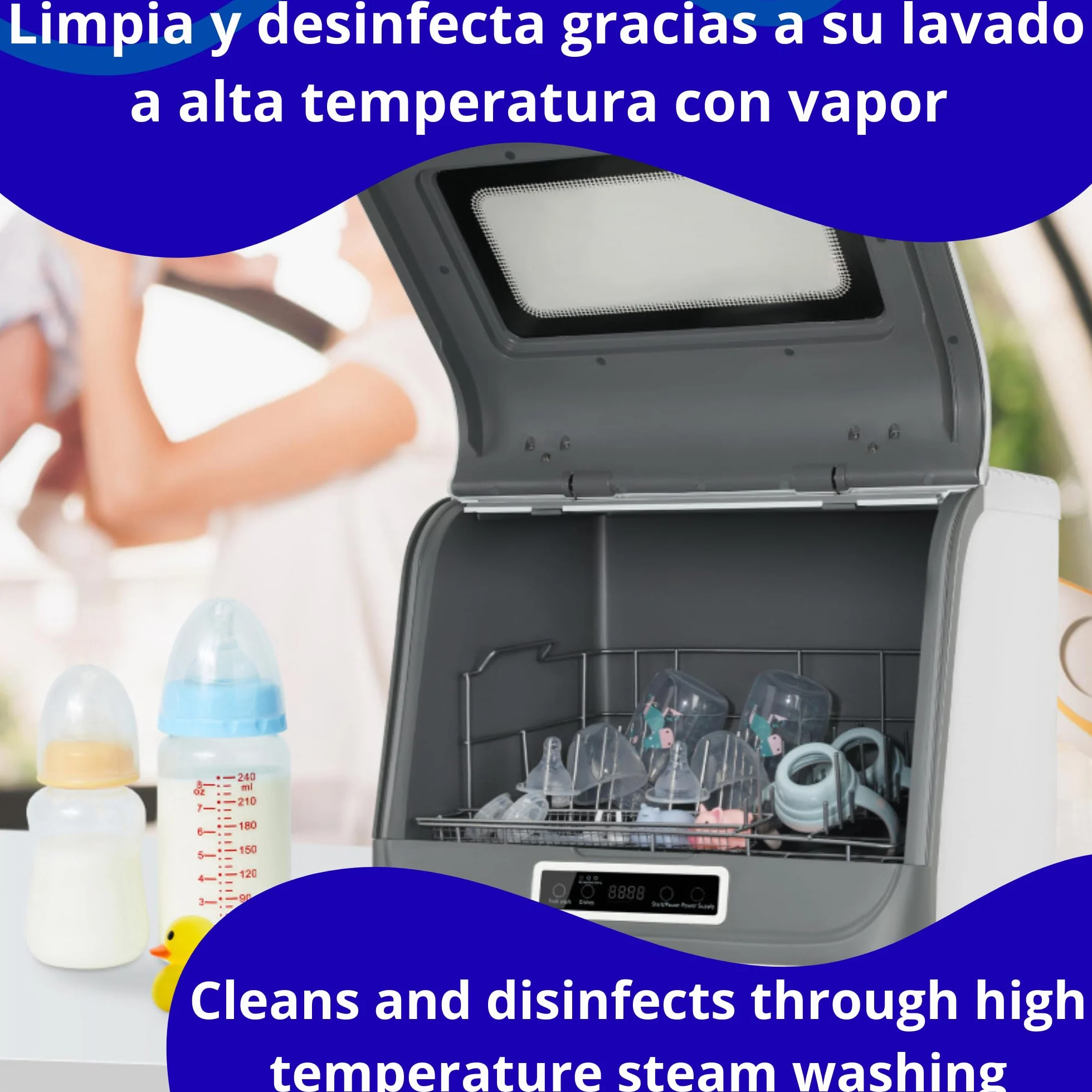 Mini lavavajillas sin instalación para 4 sets de vajilla. Lavavajillas pequeño con 5 programas de funcionamiento (lavado, secado y desinfección). Lavavajillas portátil sin instalación (Modelo B)