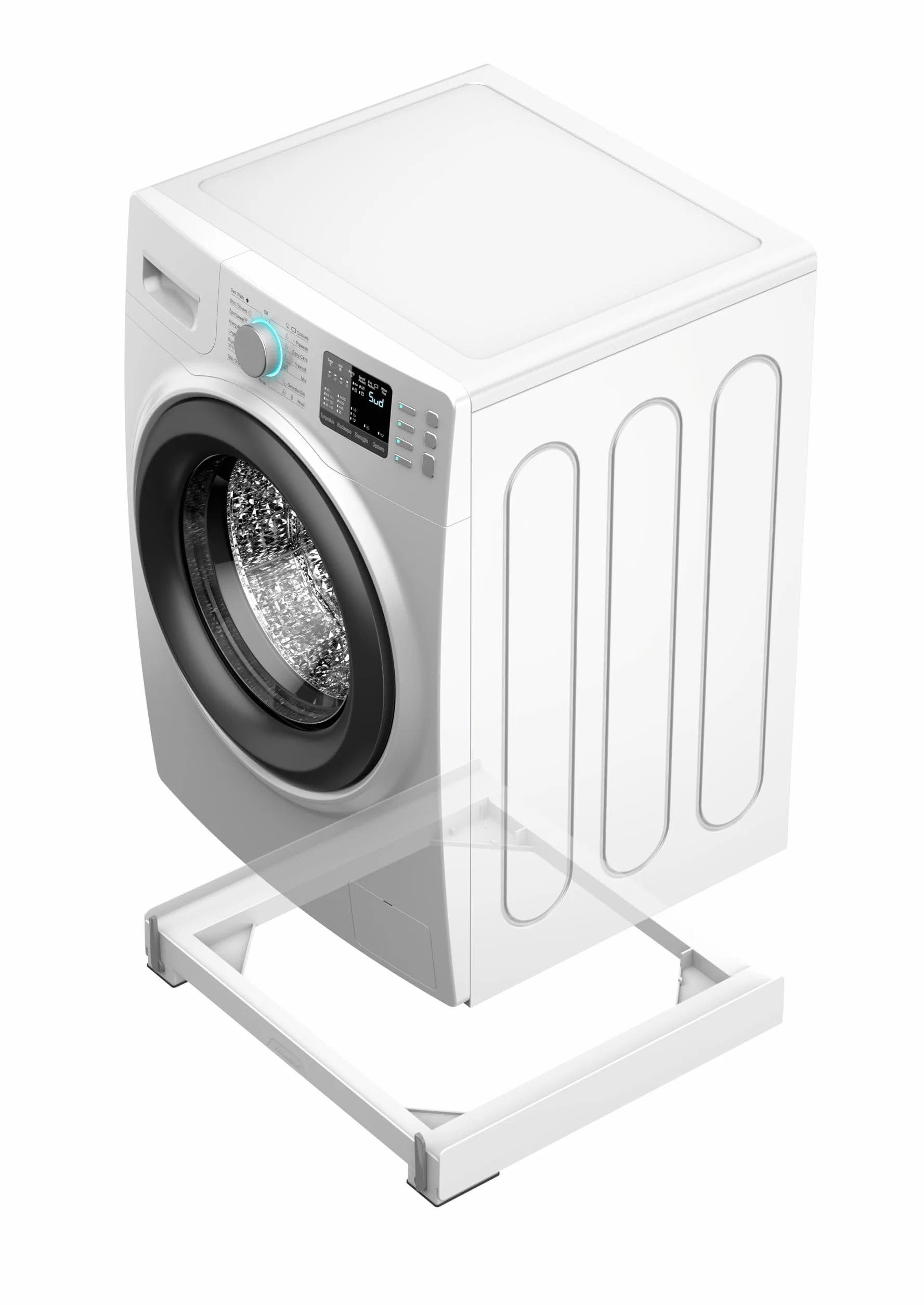 Meliconi Base Move EVO SIOC, Base con Ruedas y Frenos para Lavadora Secadora, 60x60 cm, Antivibración, Soporta 250 kg, plástico reciclado, Altura 7 cm, Made in Italy, Blanca