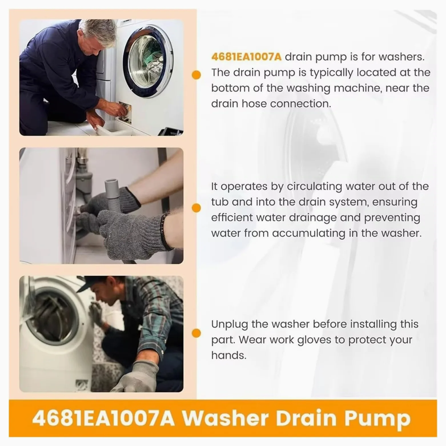 Boma Desagüe Lavadora Para Kenmore para 796,31513210 220V DP040-027 4681EA1007E 2649379 bomba de drenaje de lavadora