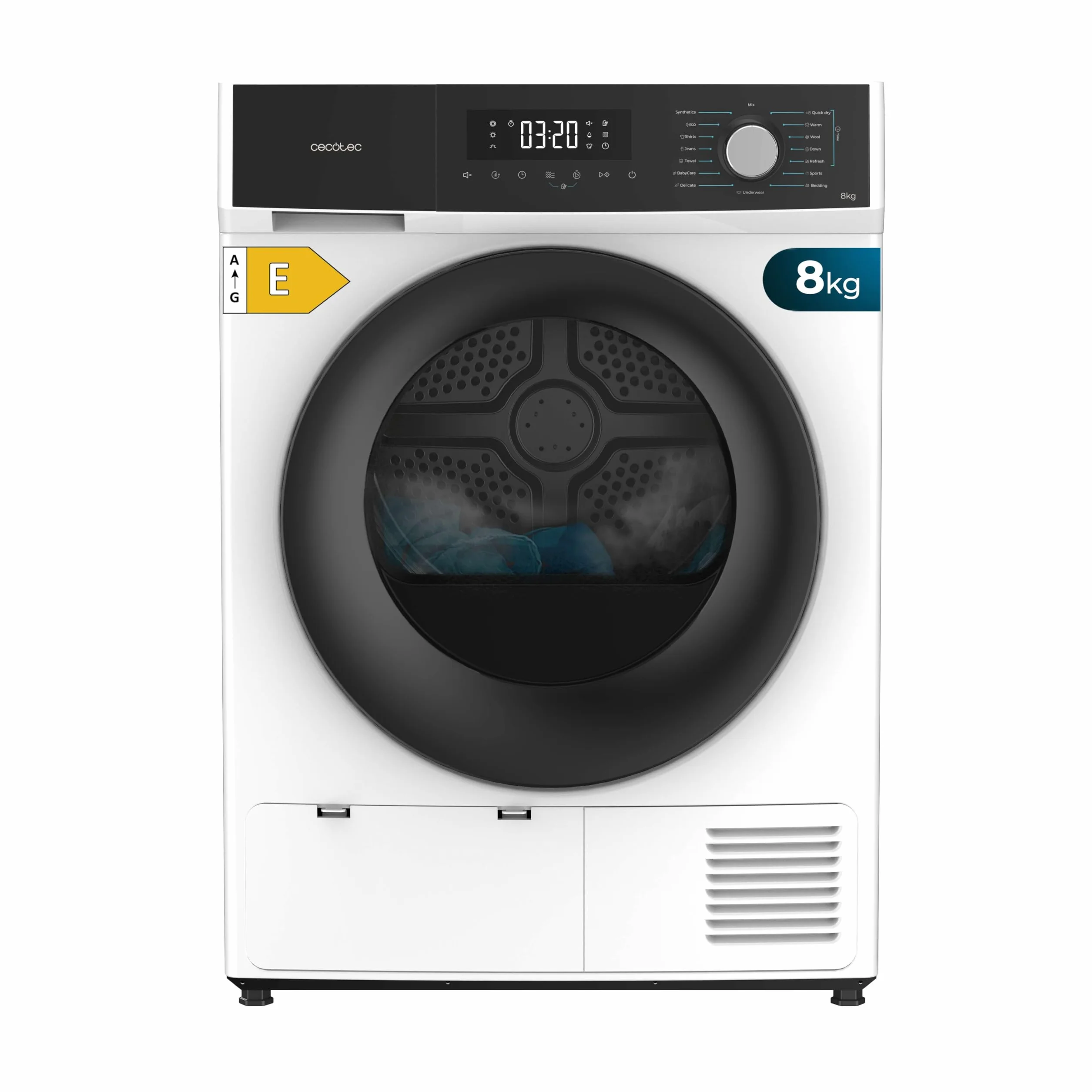 Cecotec Secadora de Ropa 8Kg Bomba de Calor Bolero Dresscode Dry 8330 Clase A++ 15 Programas Blanco