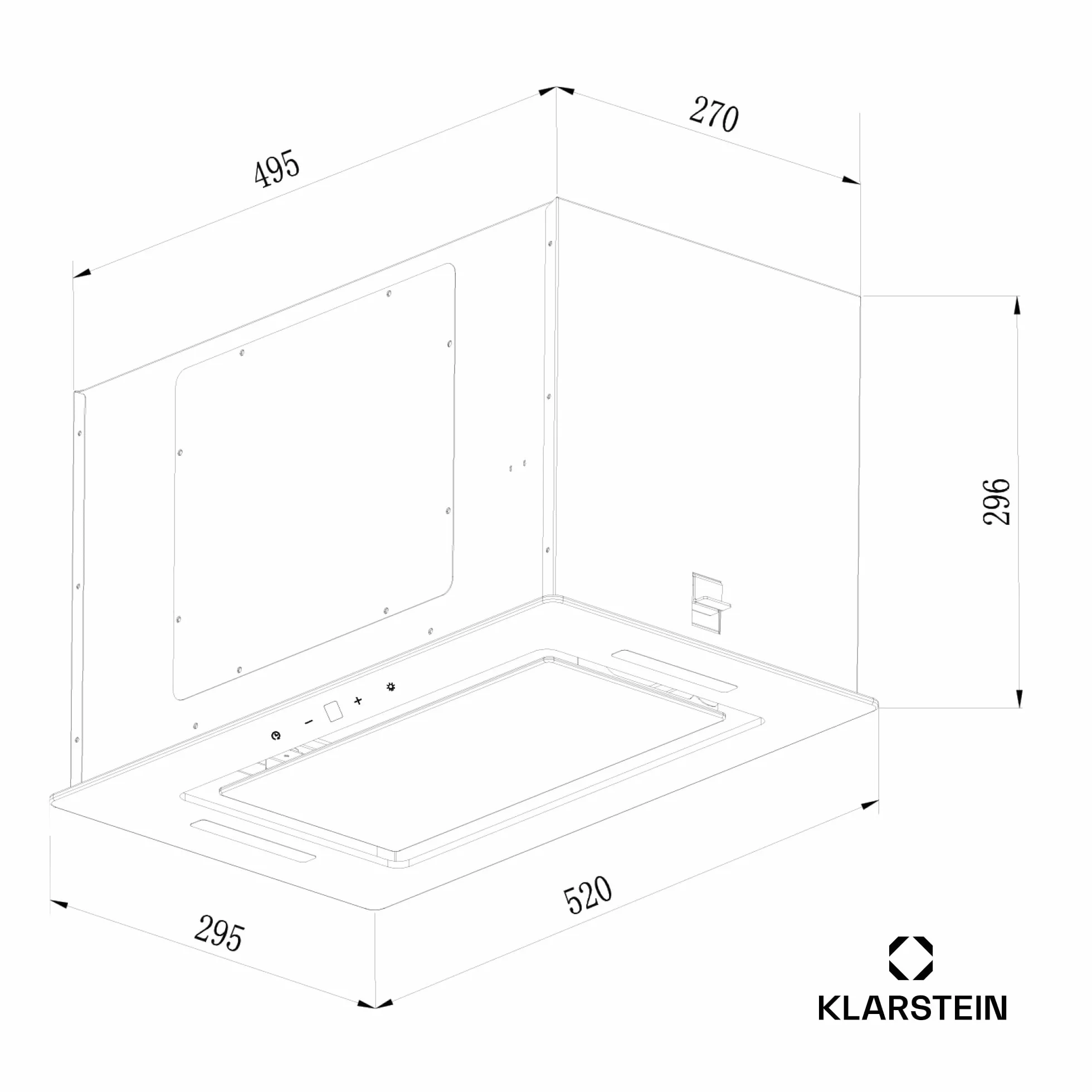 Klarstein Campana Extractora Cocina 52cm con Luces LEDs, Extractor con Filtros Anti Grasa y Panel Táctil, Campanas Extractoras con Flujo Aire 466m³/h, Extractores Cocinas