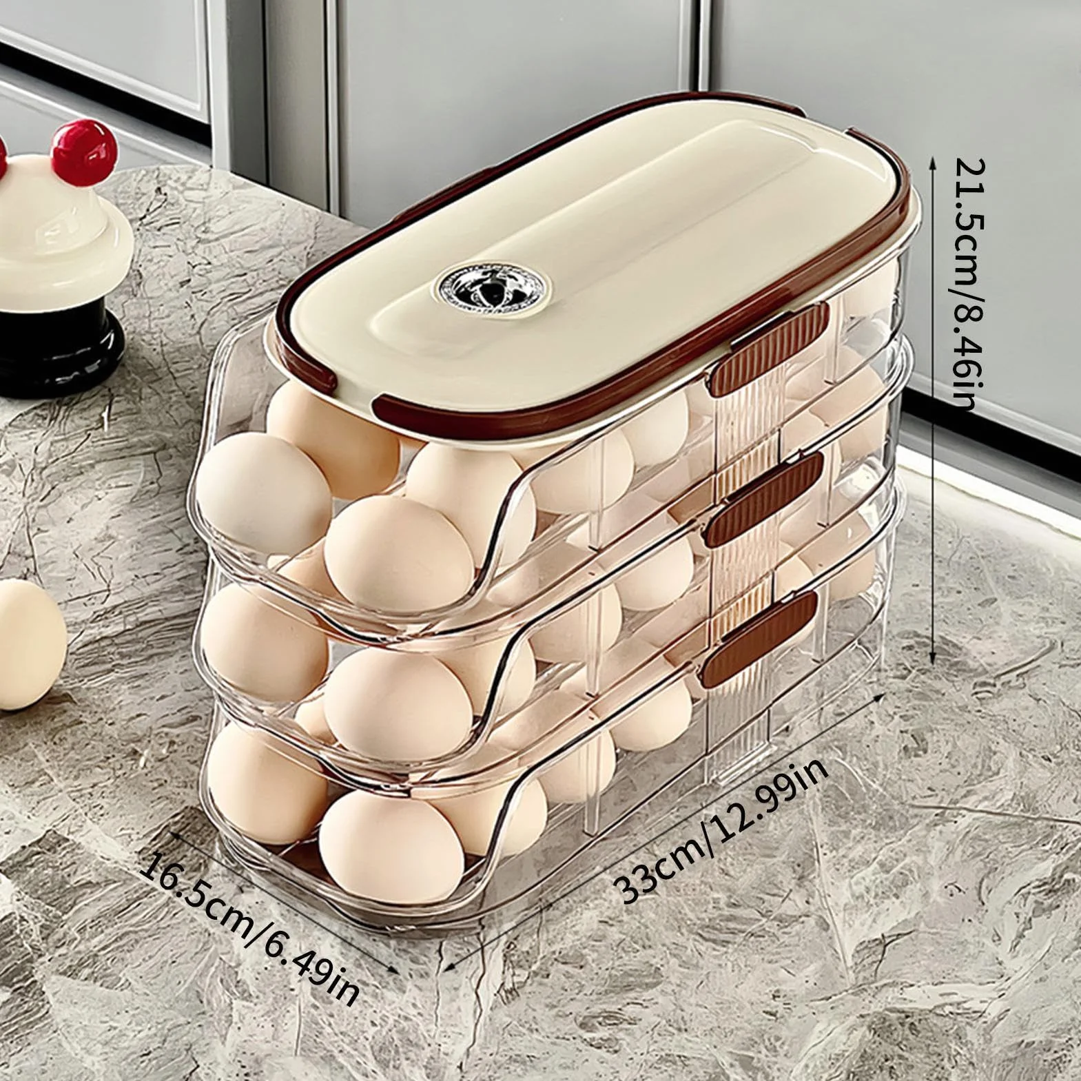 Rejilla para huevos, soporte para huevos con ruedas | Almacenamiento de huevos apilable para frigorífico,Organizador estable de huevos para nevera, dispensador de huevos que ahorra espacio para almace
