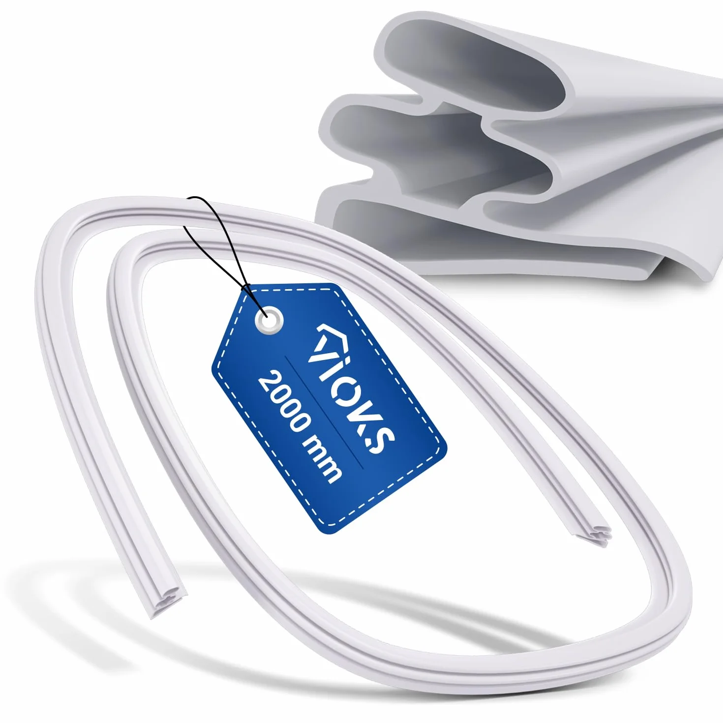 VIOKS Junta para puerta de frigorífico, 2 m, color blanco, sin imán, para frigorífico, junta para cortar, accesorio para nevera y congelador