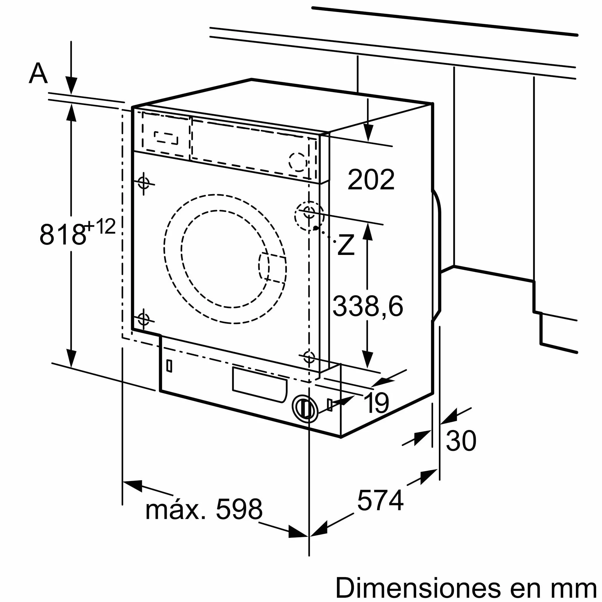 Bosch Lavadora Integrable, 60 cm, 8 kg, Serie 6, EcoSilence, Blanco, WIW24307ES