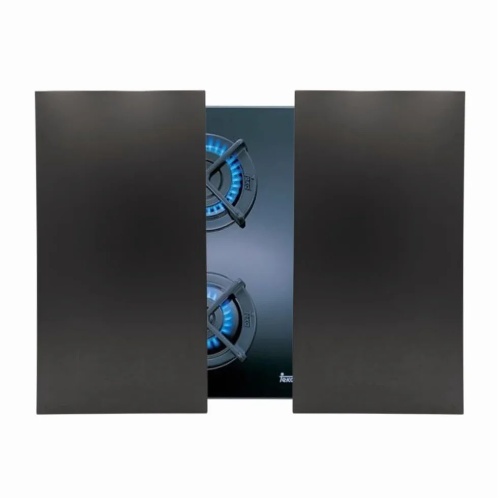 Protector de Encimera Universal en Acero Inoxidable Negro para Gas, Vitrocerámica, Induccion- Juego de 2 piezas Cubre Encimera gas, Cubre Vitroceramica 57x60x6 cm