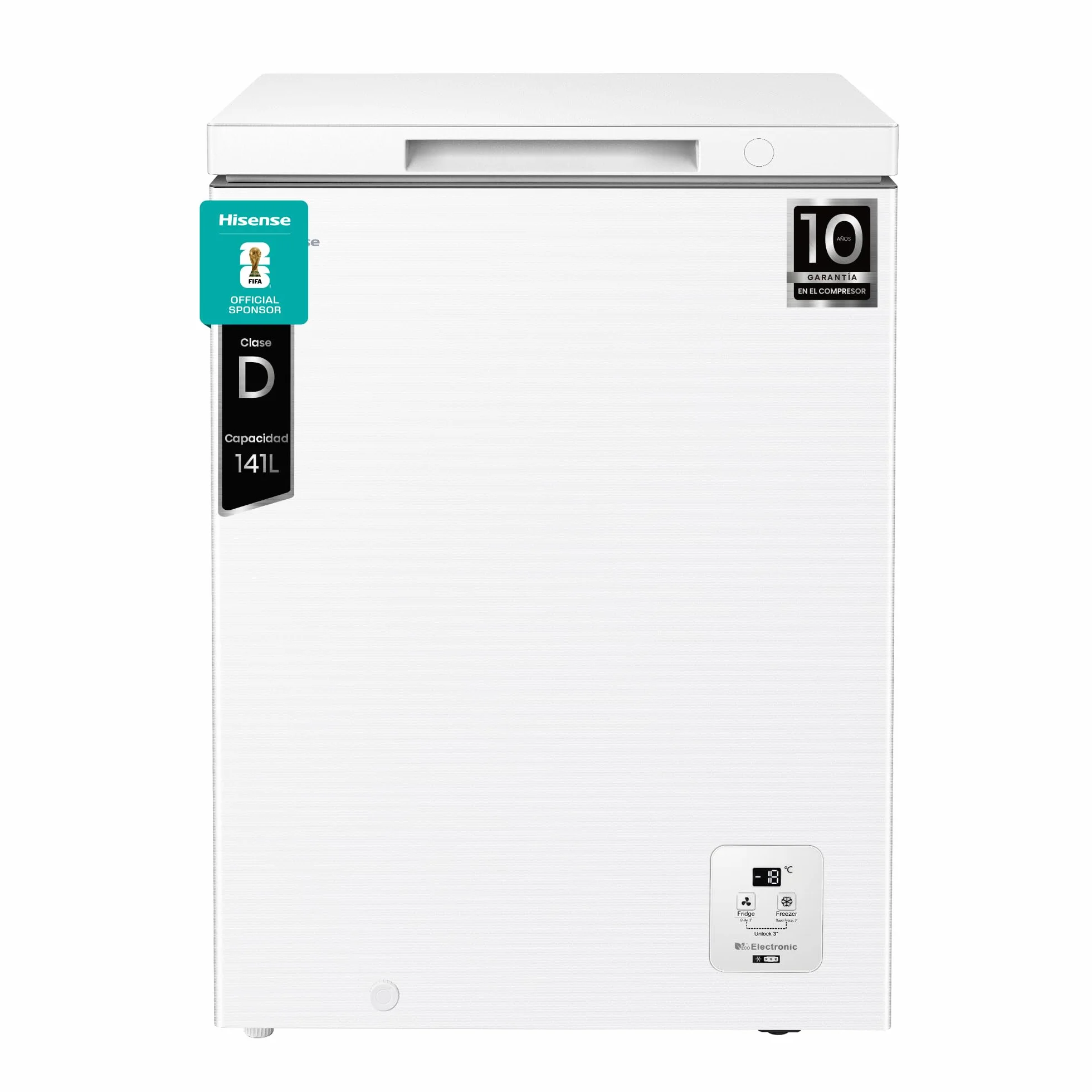 Hisense Arcón Congelador Horizontal 97L 86cm Congelación 360° Congelador Convertible Control Electrónico de Temperatura Freezer Protect Blanco