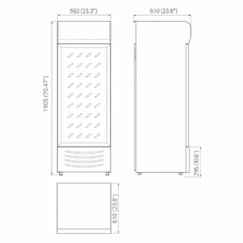 Armario de bebidas refrigerado genérico 350L con dosel – vitrina refrigerada profesional para comercios, cafeterías, restaurantes, aperitivos – Refrigeración eficiente y diseño atractivo