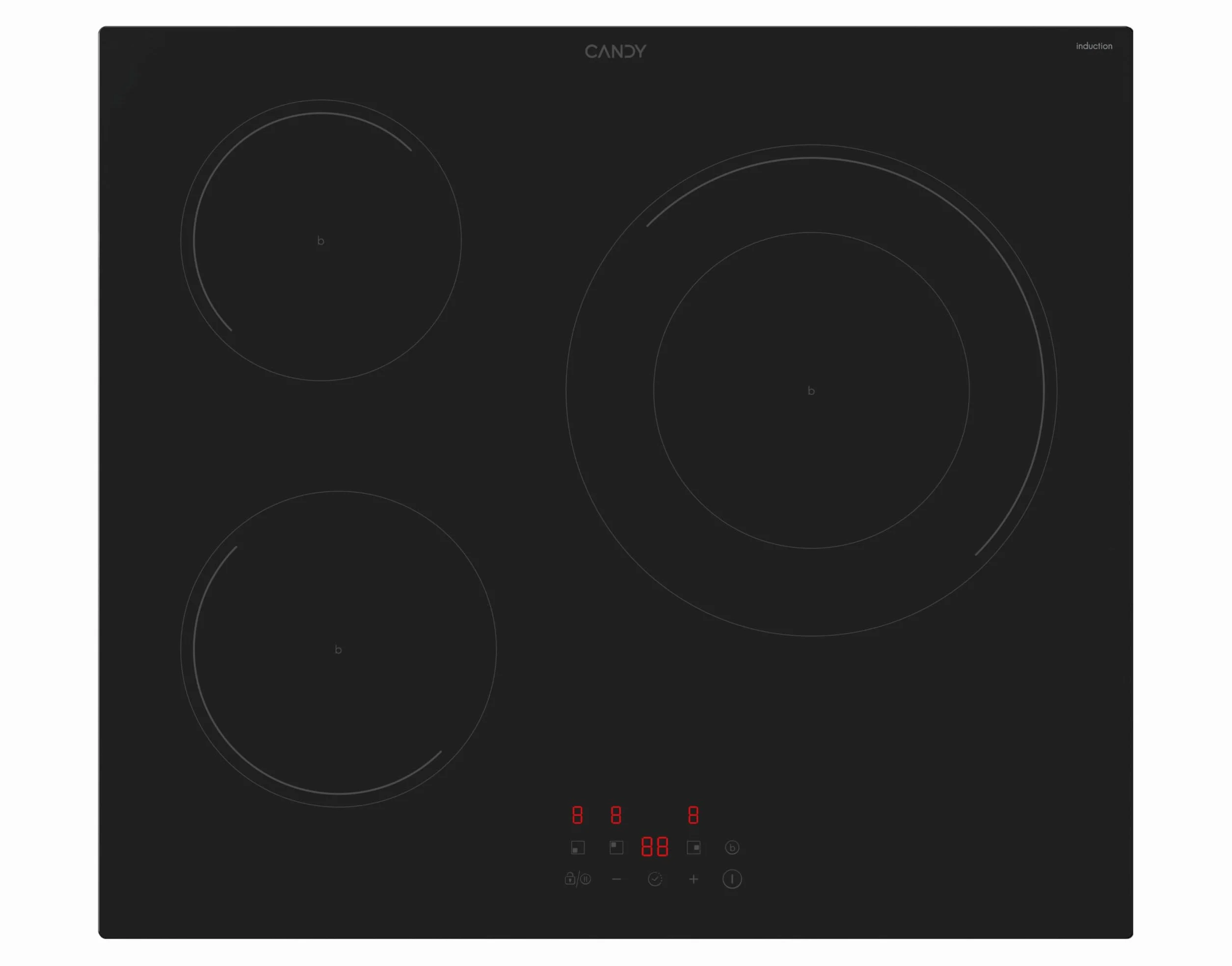 Candy CI633CBB1 Placa Inducción 60cm 7,2KW 3 Zonas Paellero 28CM 9 Niveles Potencia Negro
