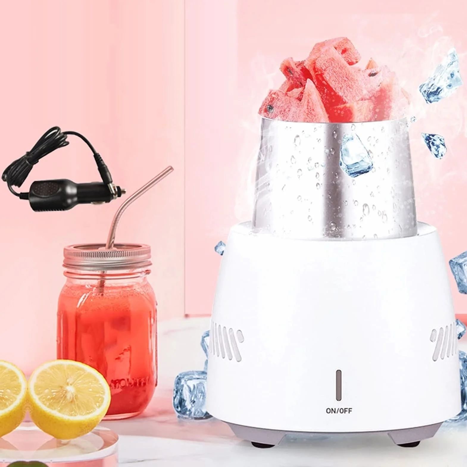 Enfriador de Bebidas Eléctrico Portátil 350Ml - Mini Refrigerador para Cerveza, Latas de Agua, Refrescos y Tazas con Ventilador Silencioso Incorporado