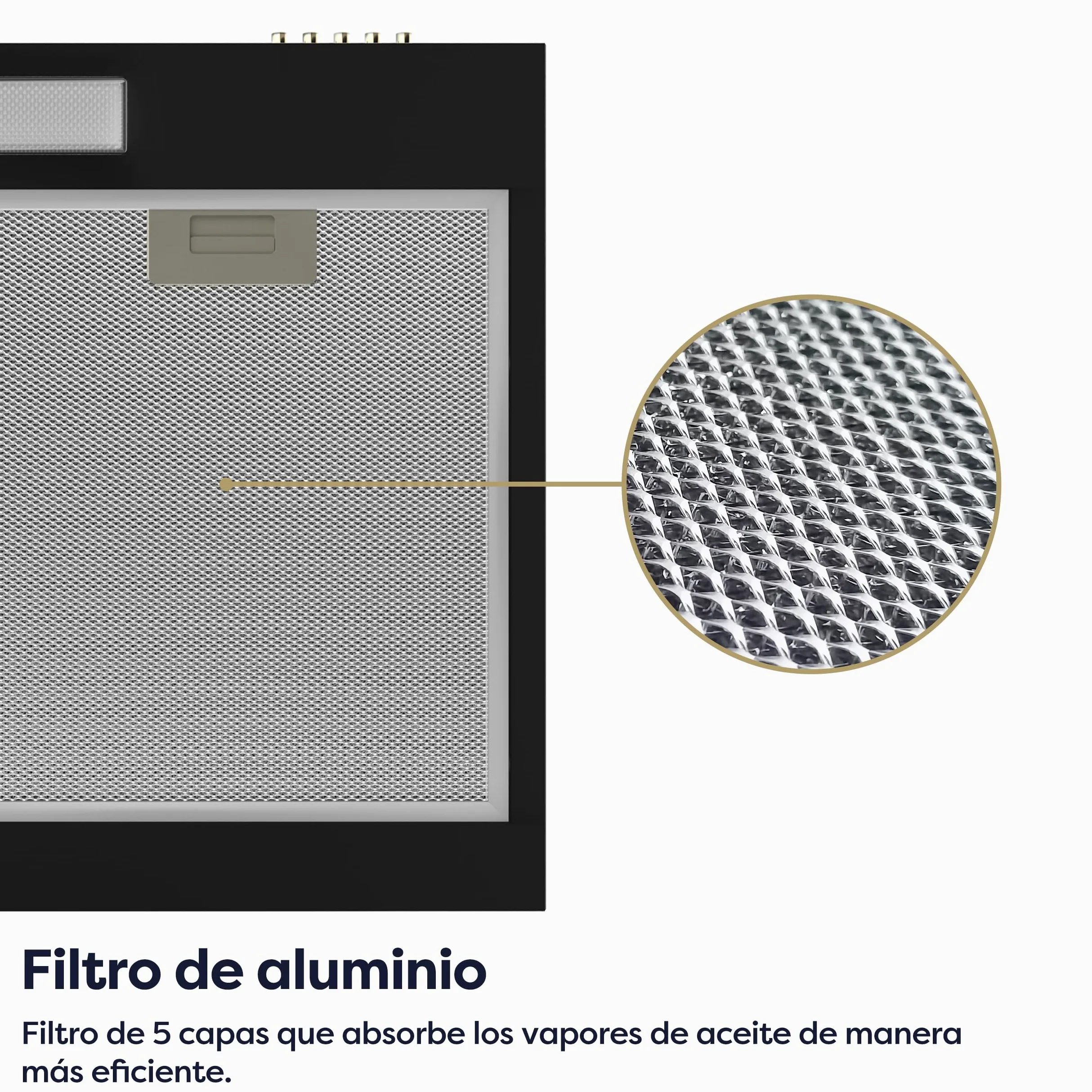 CIARRA CBCB6903D Campana Extractora Cocina 60 cm Clase A+ Negra | Cocina extractora integrada para Armario 3 Niveles de Potencia con Filtro de Carbón CBCF009