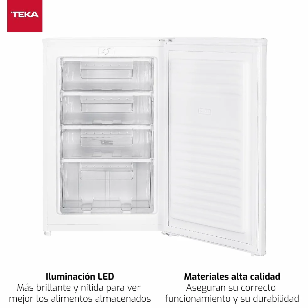 TEKA Mini Congelador Libre Instalación, Motor Inverter, 91 Litros, 1 Puerta, Cajones Transparentes, Puerta Reversible, RSF 10140 WH