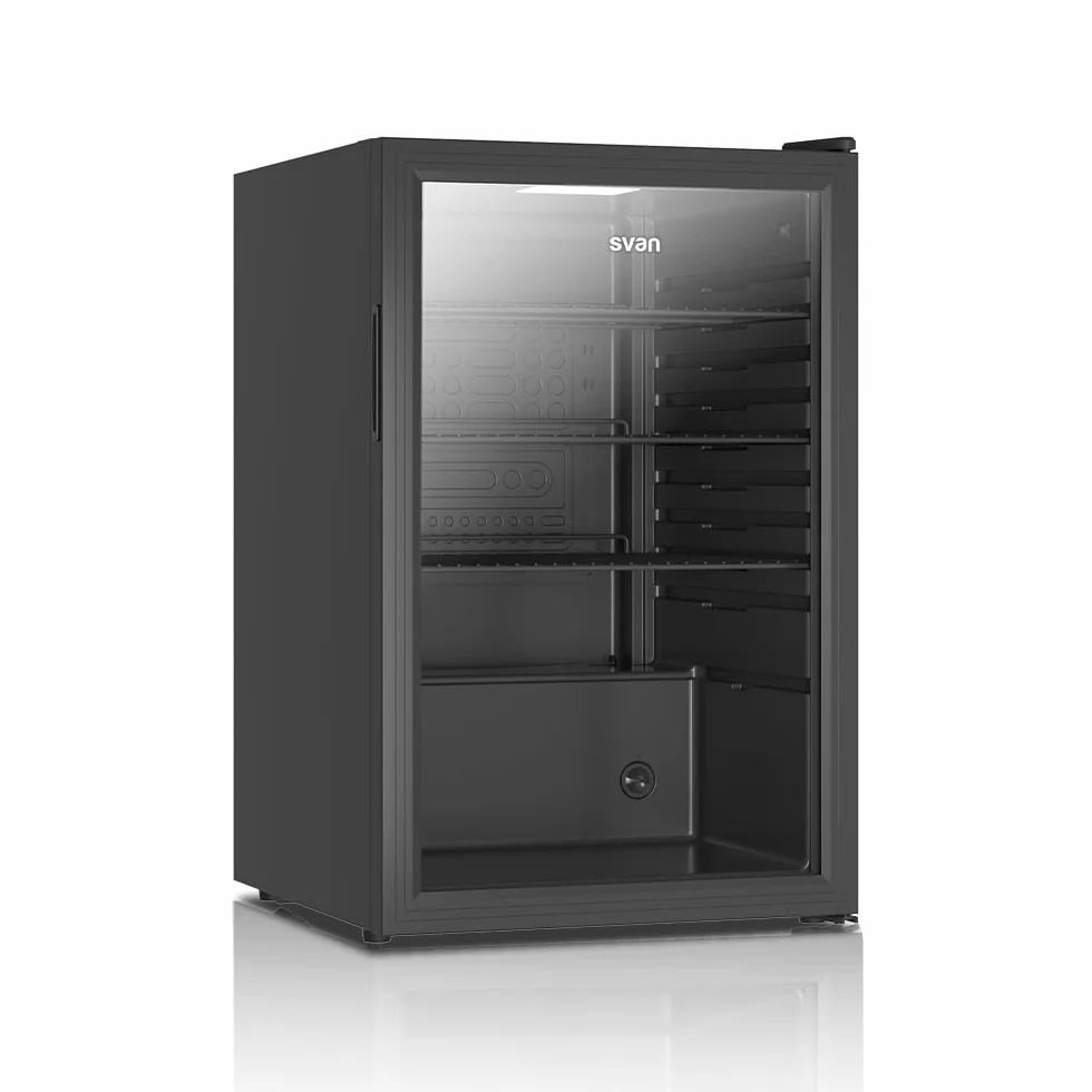 SVAN Frigorífico Refrigerador Horeca Negro SRH855500EN. Capacidad 115 Litros, Puerta Reversible, Bajo Nivel Sonoro, Eficiencia Energética Clase E