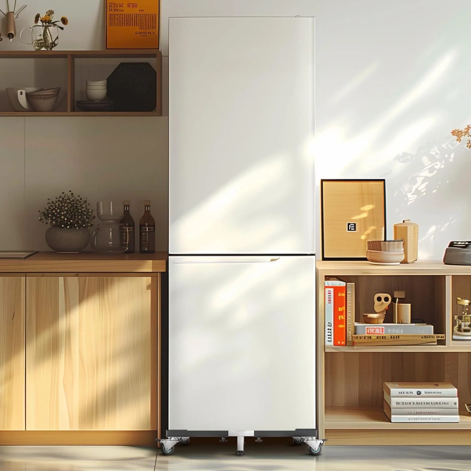 VEVOR Base Móvil para Muebles 930 x 810 x 100 mm con 8 Ruedas Gemelas con Bloqueo y 4 Frenos, Capacidad de Carga de 544 kg, Plataforma Rodante Ajustable de 584,2-929,64 mm para Lavadora, Frigorífico