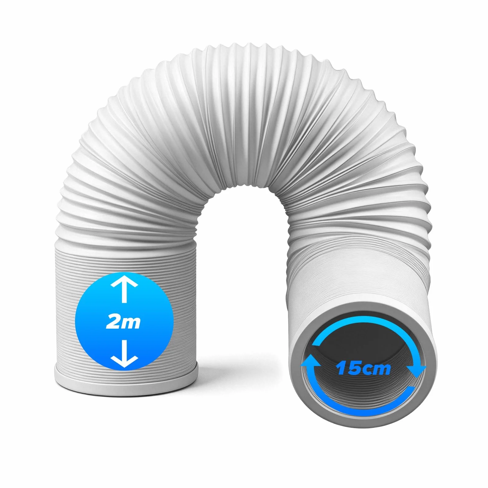 Manguera de aire acondicionado de 2 m, diámetro de 15 cm, manguera de escape de aire acondicionado, para unidades de aire acondicionado, secadoras, deshumidificadores