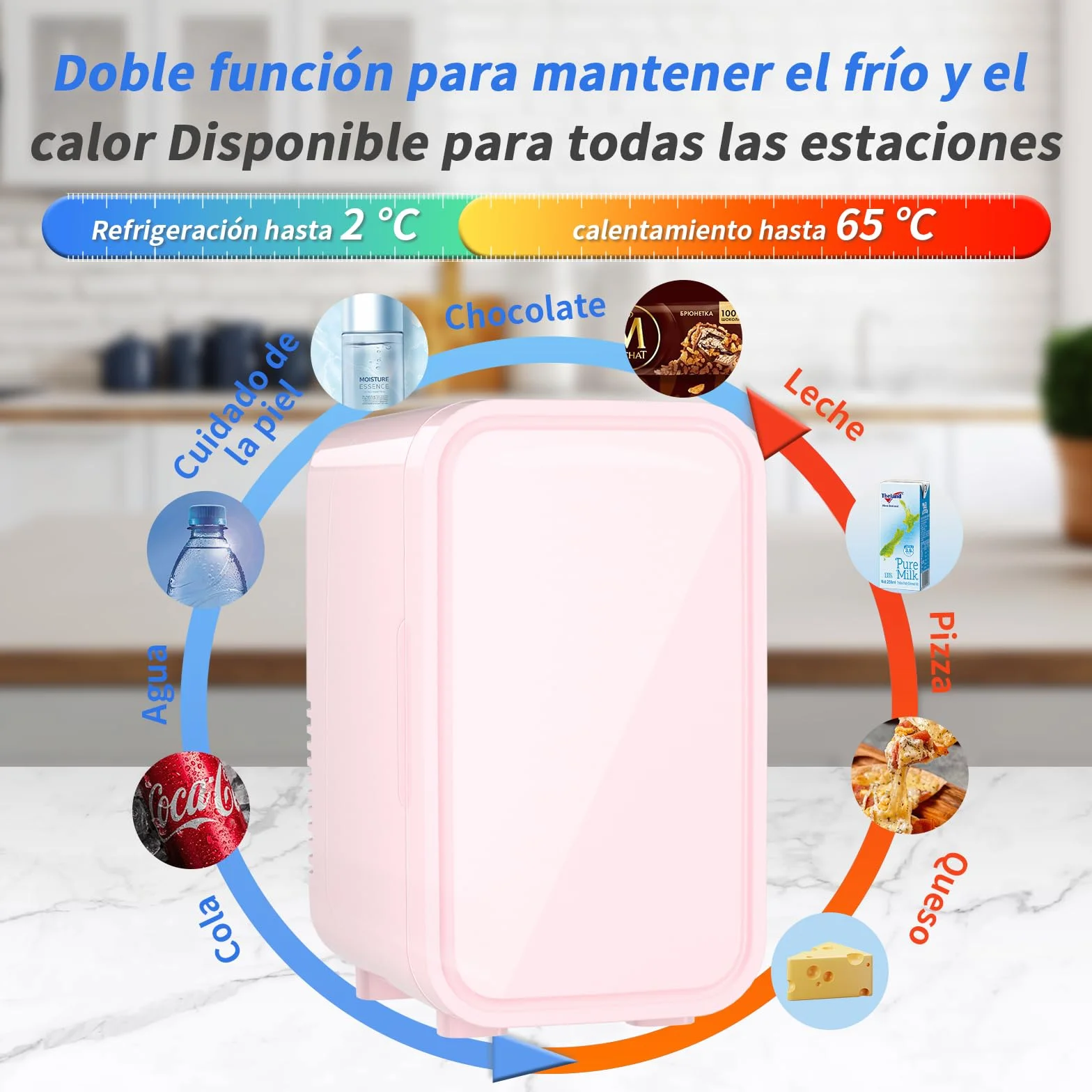 YASHE Mini nevera de 6 litros/8 latas, 220 – 240 V CA/CC, Refrigerador termoeléctrico portátil, Refrigerador para dormitorio, cuidado de la piel, bebidas, oficina, dormitorio y coche, Rosa