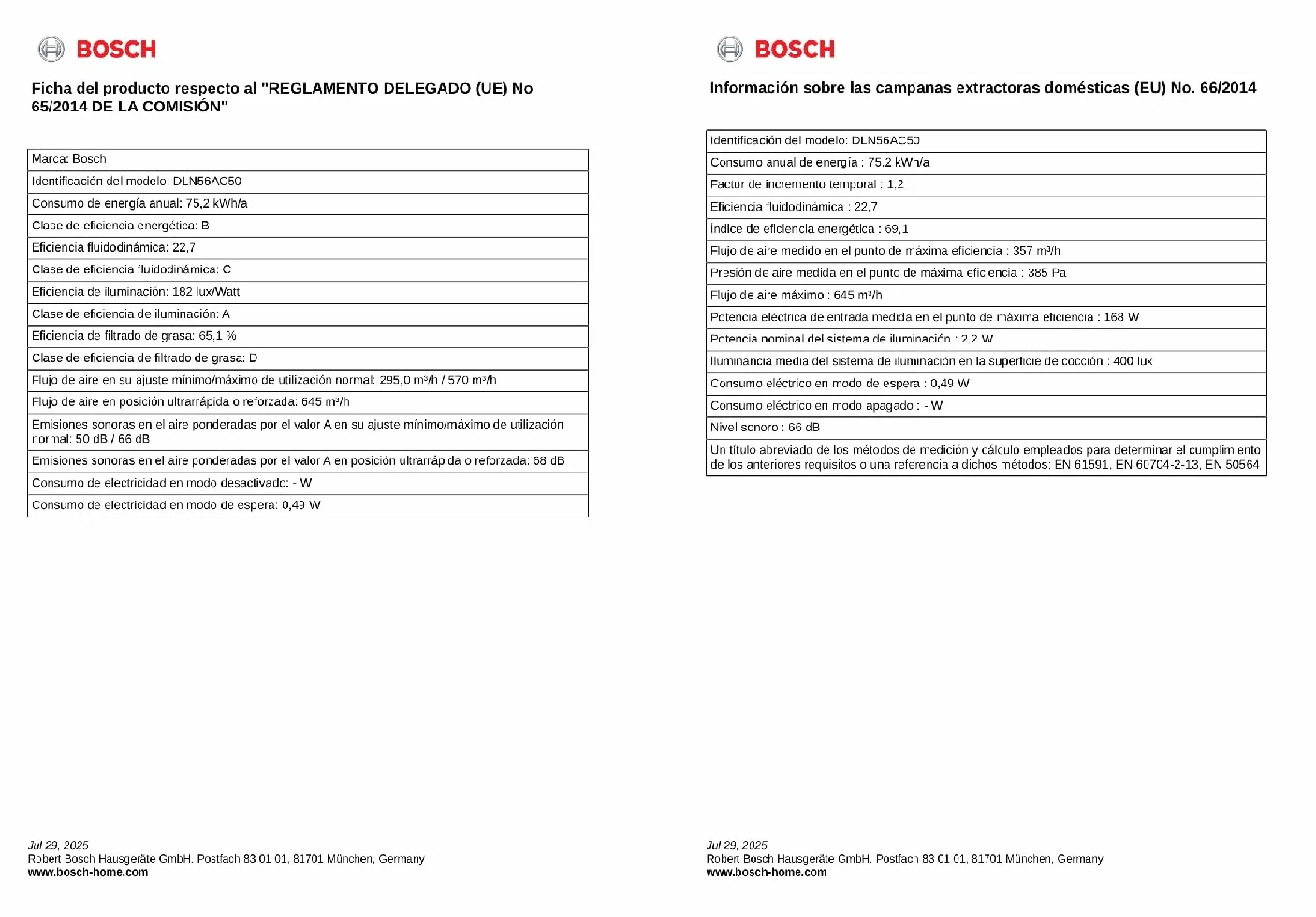 Bosch Serie 6 DLN56AC50 Grupo filtrante 52 cm Plata metalizada