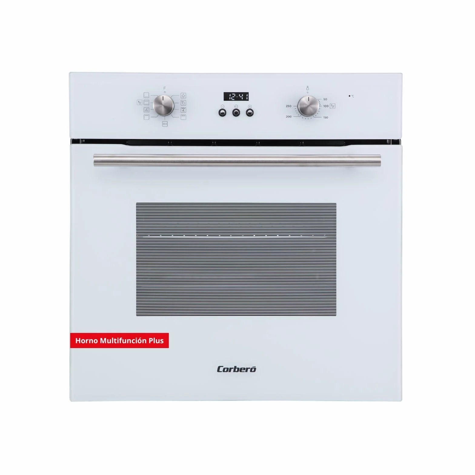 Corberó – Horno Multifunción Plus | CCHMD805W | 59x59x56 cm |70L | 8 Programas | Display Digital | Función Hidrólisis | 3000W | Doble Cristal | Guías Extraíbles | Cristal Blanco