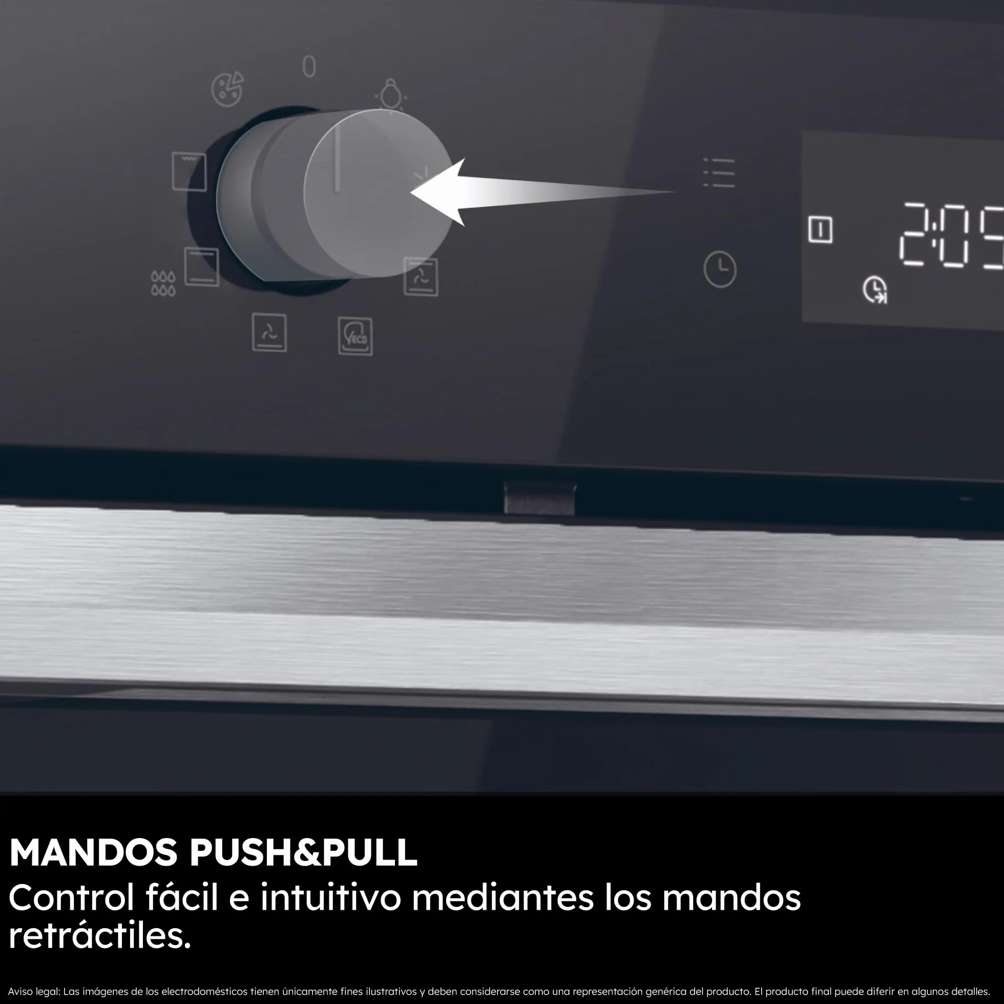 Haier ID Series 2 H6 ID2P3T1HTX - Horno Multifunción Hidrolítico, 78L, Cocción multinivel, 9 Funciones, Display táctil y mandos giratorios, Guía Telescópica, 2 Cristales en puerta, Negro e Inox