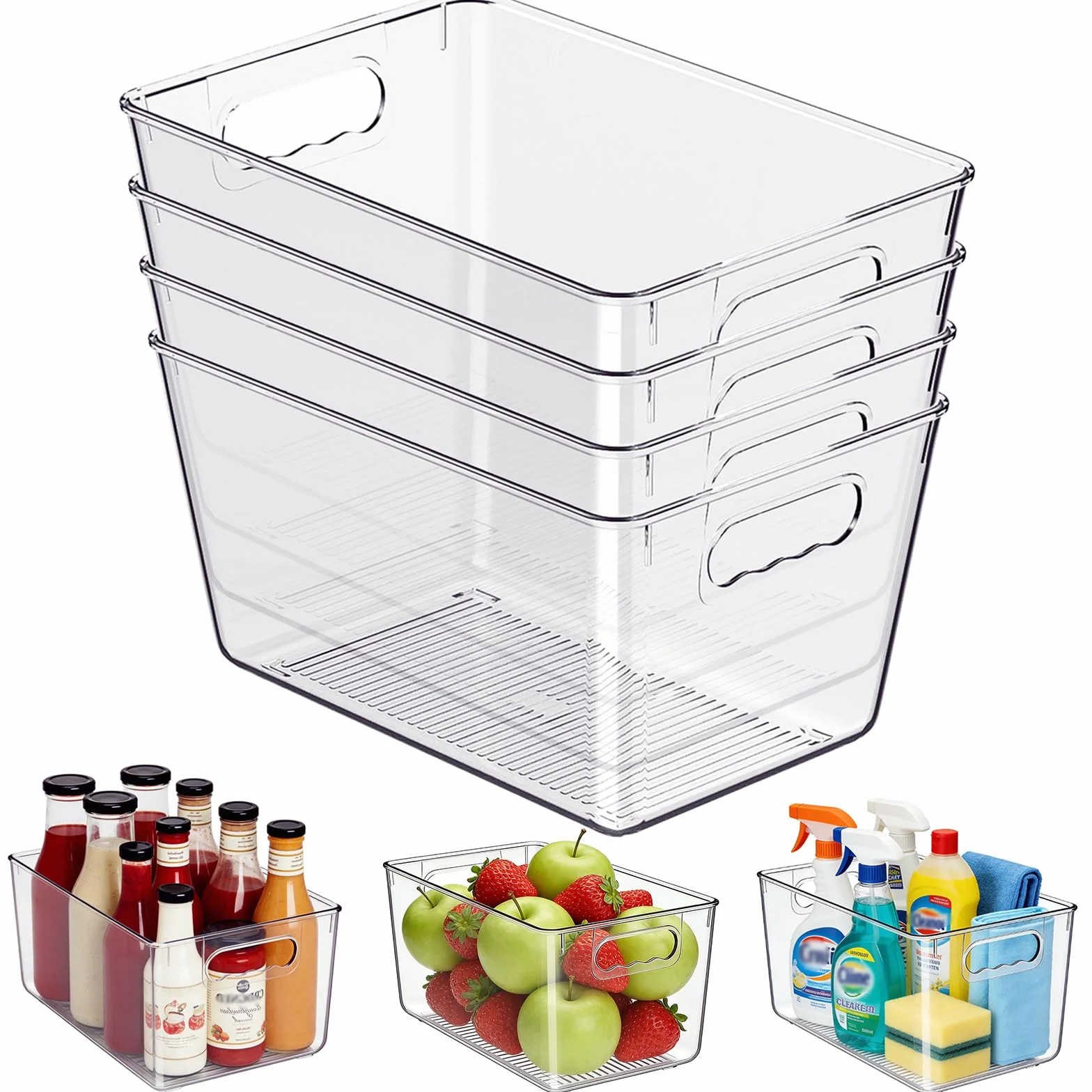 Organizador Nevera, Organizadores para la Despensa, Organizador Frigorifico para la Cocina, Refrigerador, Encimeras y Armarios (Paquete de 4, L(30x20x15CM))