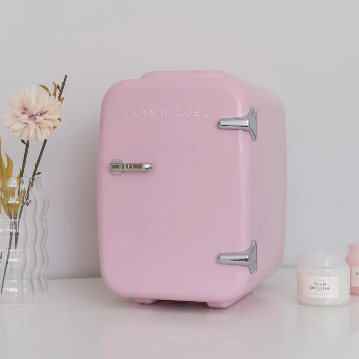 Flamingueo Nevera Pequeña - Mini Nevera 4L, Nevera Cosmeticos, 12V/220V, Mini Neveras Para Habitacion, Nevera Skincare
