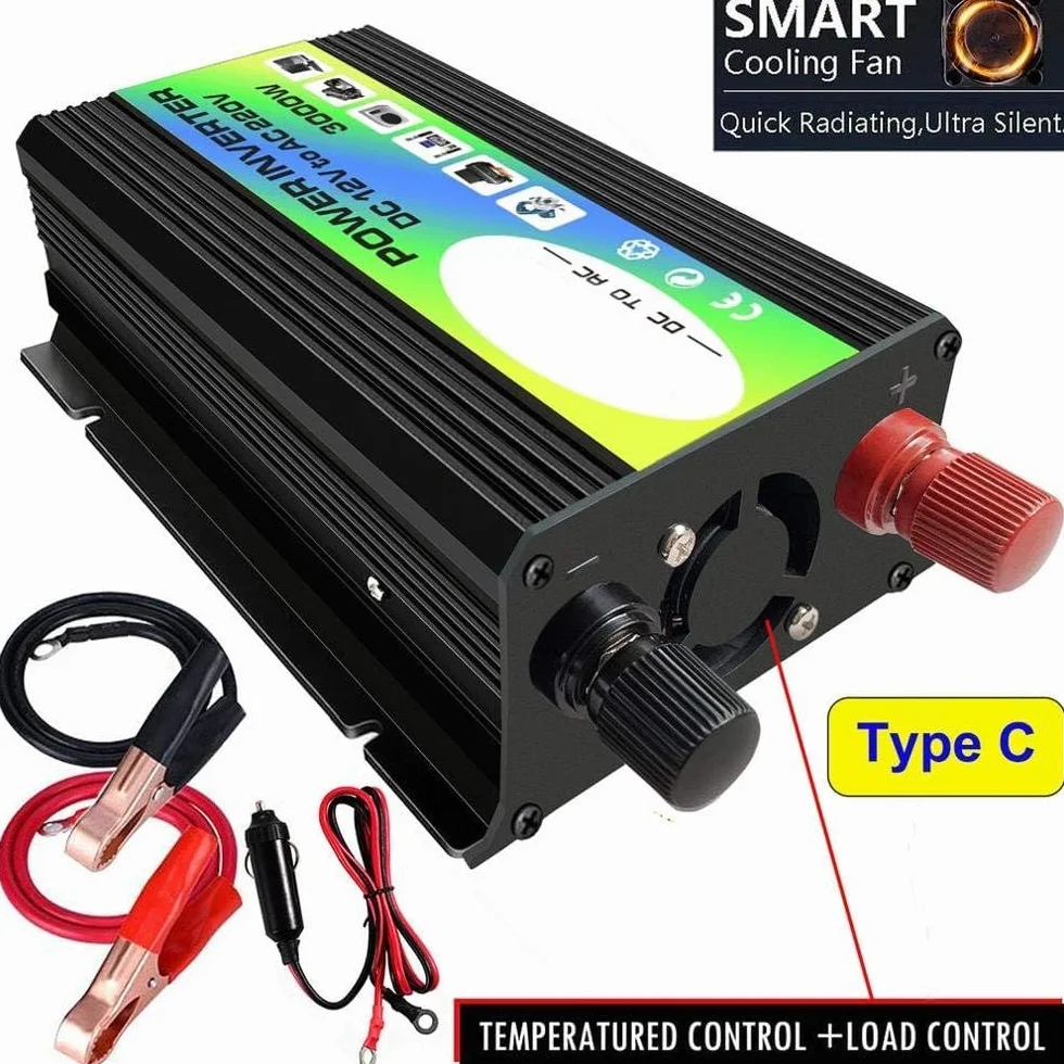 Inversor,Inversor Onda Pura 3000W 12V a 220V / 110V ACTUALIZADOR DE POTERA DEL CAPA CONVERADOR ADAPTADOR DE CARGADOR DE USB DUAL USB Transformador de voltaje modificado