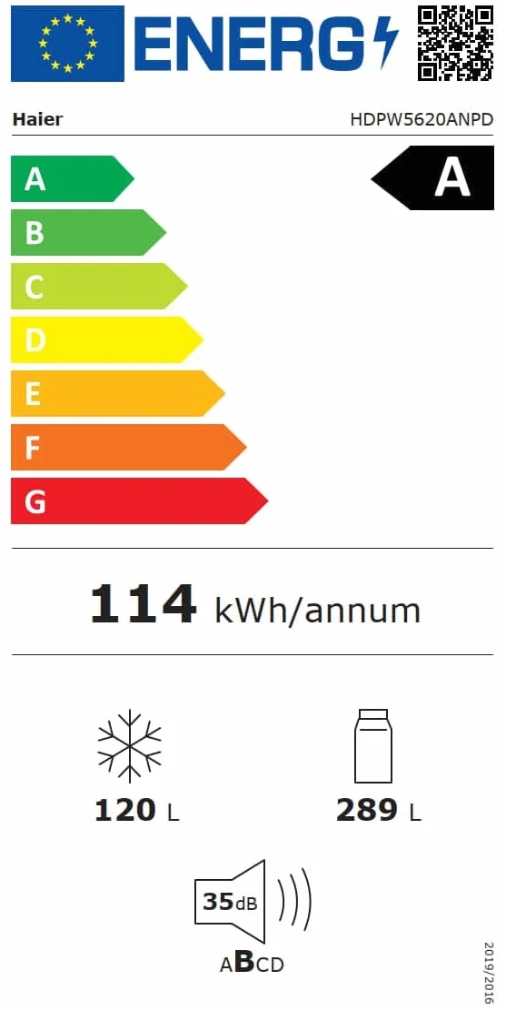 Haier 2D 60 Series 5 Pro HDPW5620ANPD Frigorífico Combi, 409L, WIFI, Motor Inverter, My Zone, Cajón Humidity Zone, Total No Frost, Ancho 59,5cm, Botellero Plegable, Luz LED, Inox oscuro