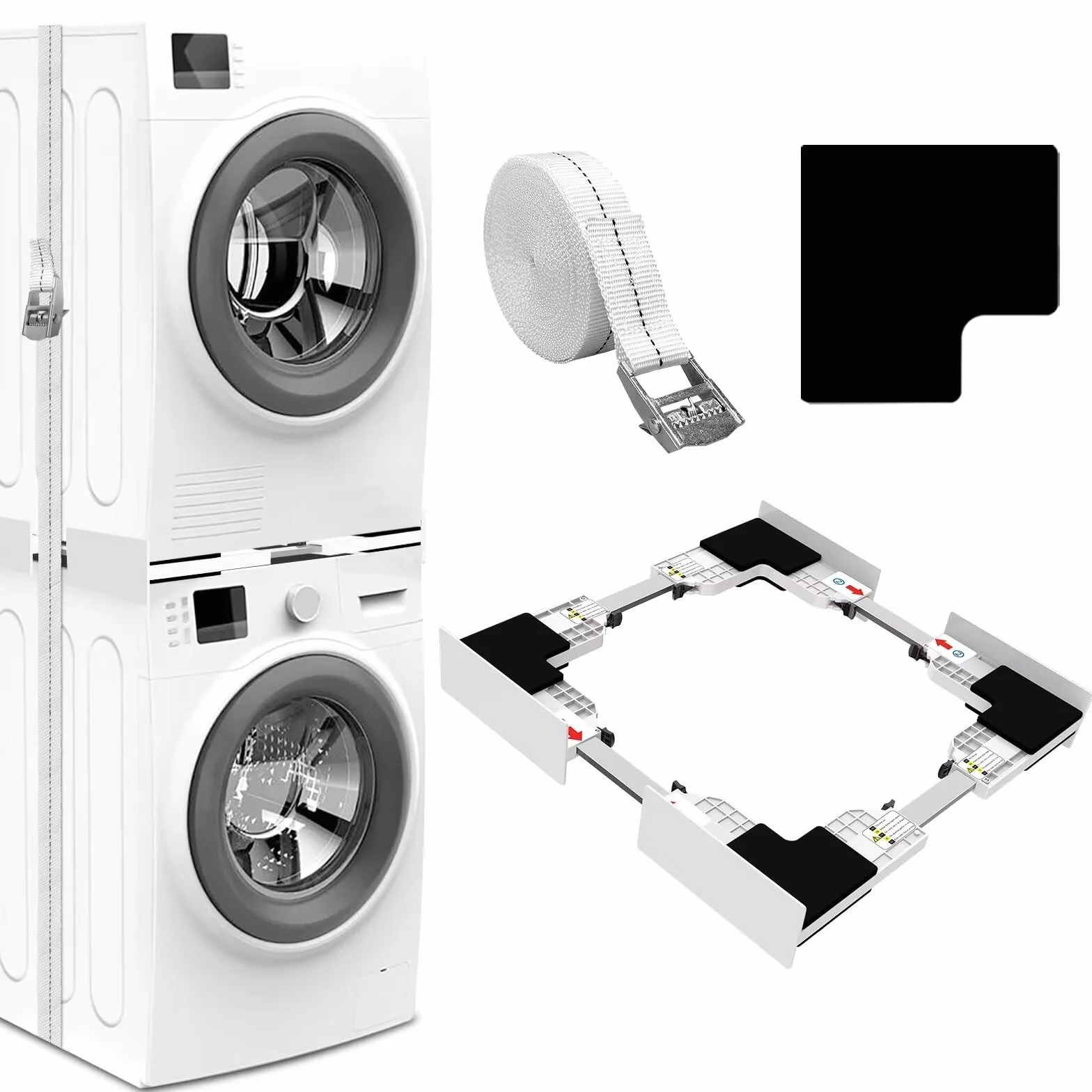 NIUXX Kit de Unión Universal para Lavadoras y Secadoras, Marco Intermedio Ajustable 46-66 cm