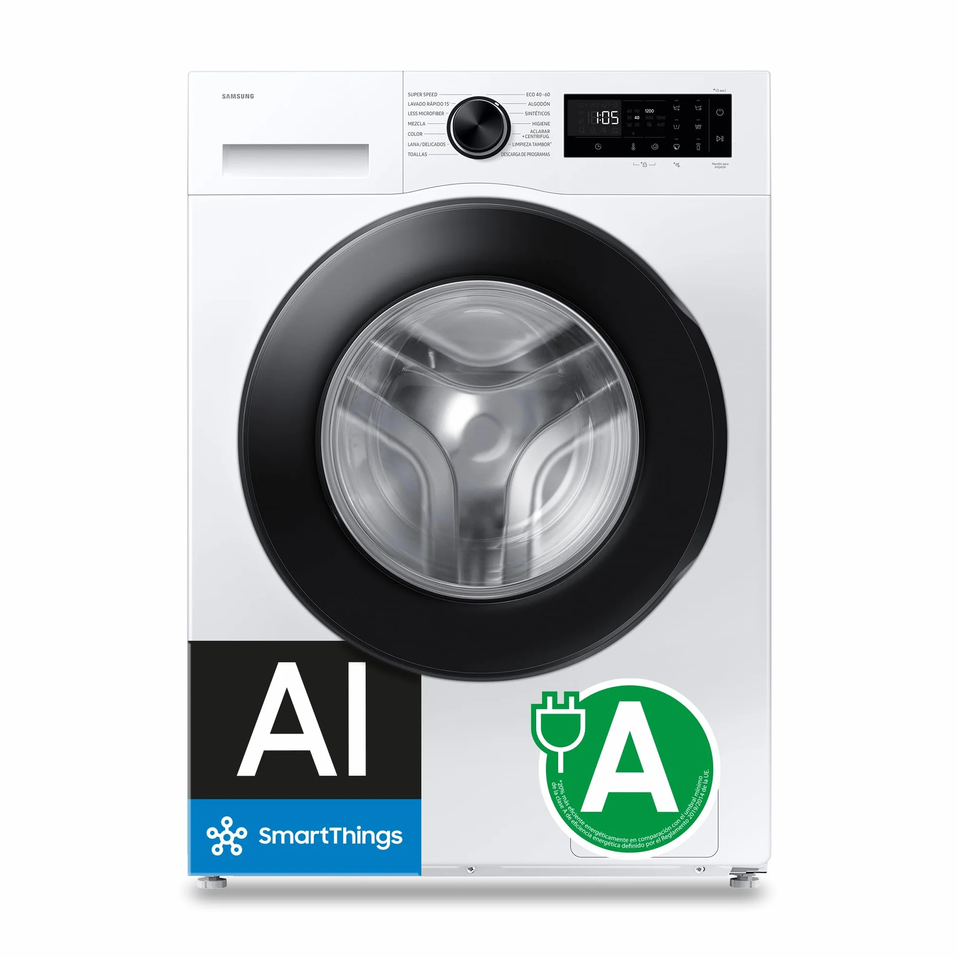 Samsung Lavadora AI con fondo reducido 8kg AI EcoBubble™ Clase A Blanca WW80FG5L32AEEC