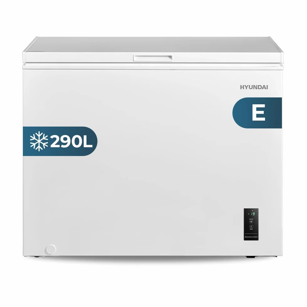 Hyundai Congelador Horizontal Blanco HCH300EDW00. Capacidad 290 Litros, 2 Cestas, Bajo Nivel Sonoro, Eficiencia Energética Clase E