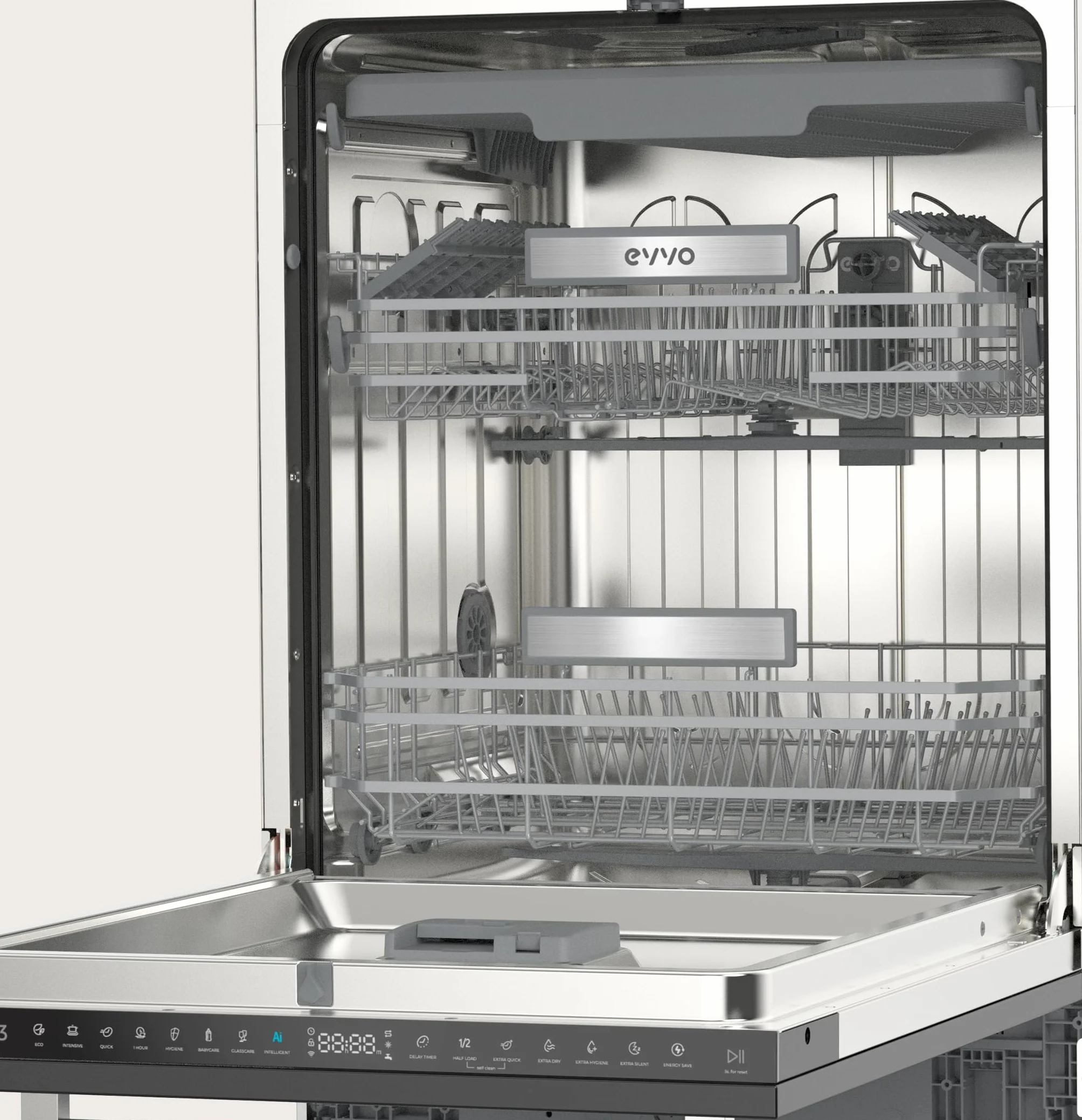 Lavavajillas Integrable 60 cm - 14 Cubiertos, 49 dB, Apertura Automática, Media Carga, 6 Programas, Lavavajillas Integrable 60 cm Panelable para Cocina Moderna (Clase Energética C)