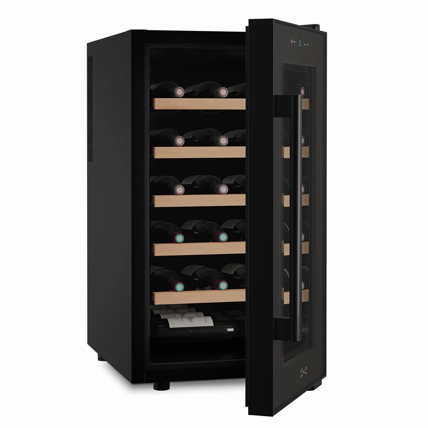 LES PETITS CHAMPS Vinoteca 18 Botellas CAVCB18 Black Edition, 50L, 5 Estantes, Regulable de 11 a 18°C, Enfriamiento Termoeléctrico, Diseño Elegante, LED, Anti-UV