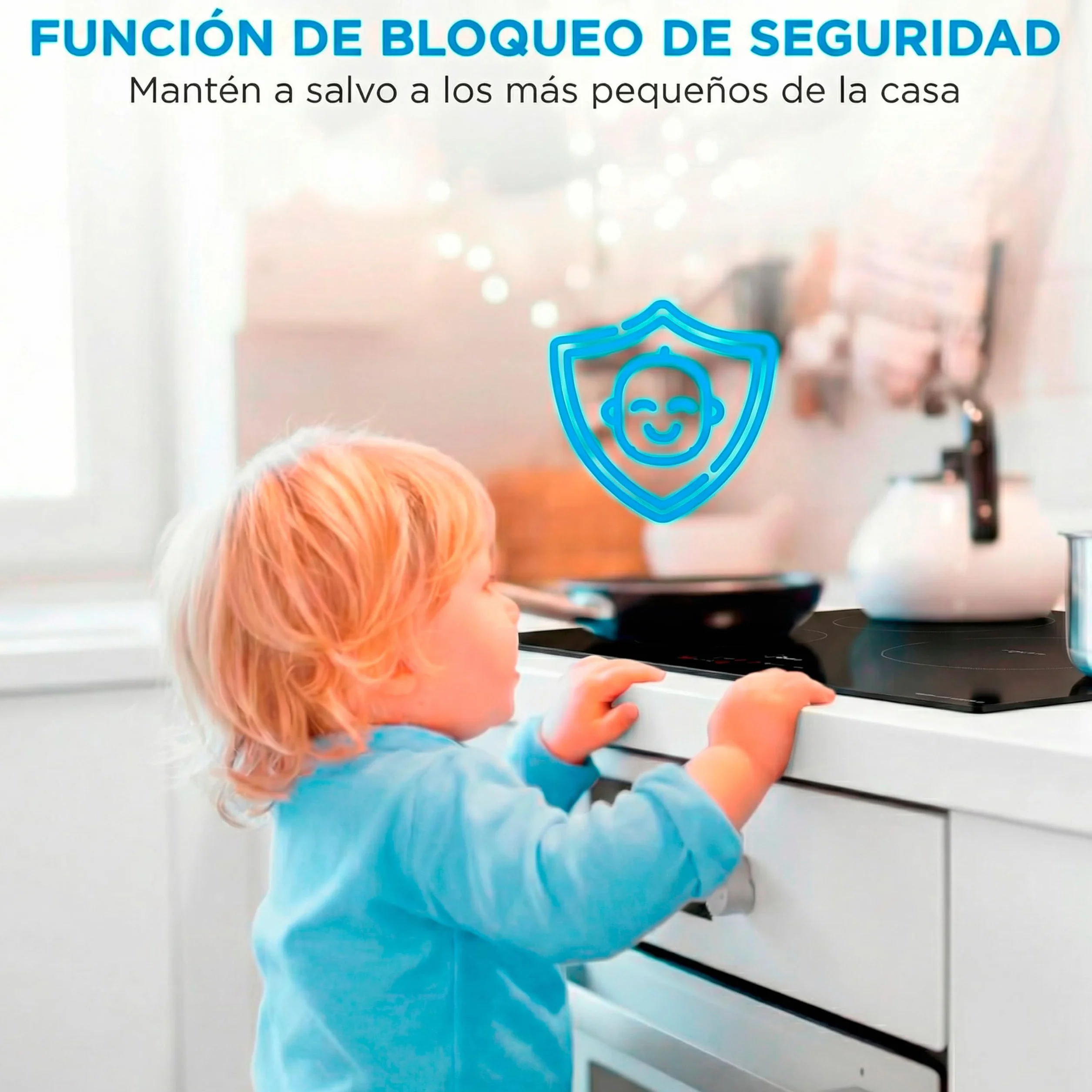 MIDEA Placa Inducción 3 fuegos 60 cm 7200 W - Vitroceramica Induccion Integrada con Panel de control tactil, Inverter quattro, 9 Niveles de Potencia, Booster, Indicador de Luz, y Temporizador.