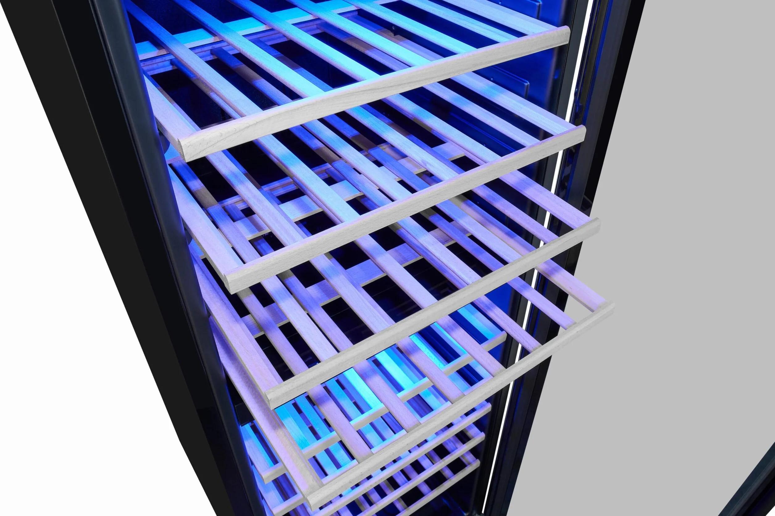 Exquisit® Vinoteca para 78 Botellas, 194L, Negro, Clase G, Doble Zona de Temperatura 5-20°C, Control Digital, Puerta de Cristal Reversible, Iluminación LED, 9 Estantes, Medidas (128,5 x 49 x 57,5 cm)