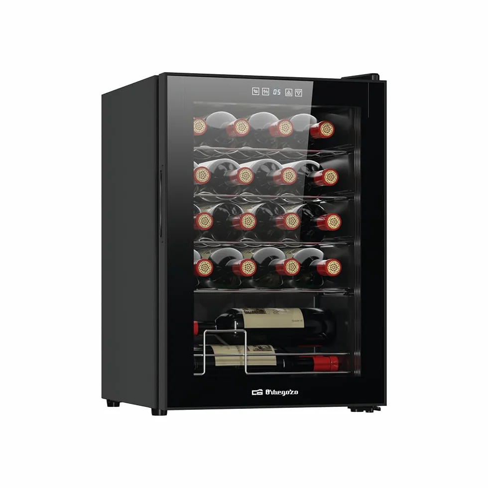 Orbegozo Vinoteca con compresor VCO 2000, volumen 53 litros capacidad para 20 botellas, refrigeracion por compresor, temperatura 5-18º, clase G, R600a
