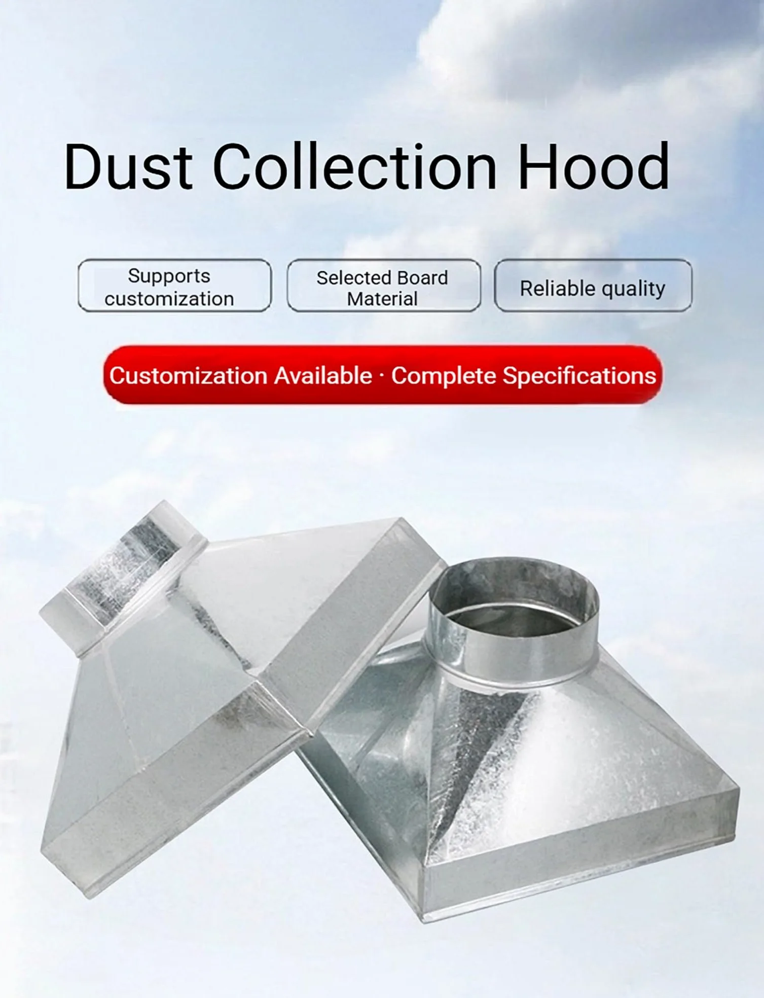 Campana extractora cuadrada de acero inoxidable, colector de humo industrial