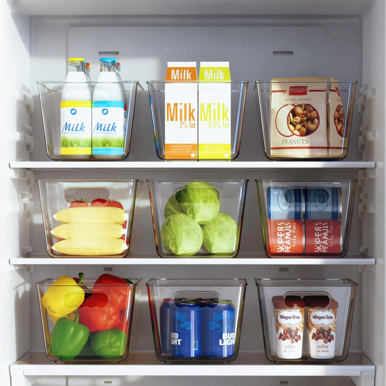 Organizador Nevera, Organizadores para la Despensa, Organizador Frigorifico para la Cocina, Refrigerador, Encimeras y Armarios (Paquete de 4, L(30x20x15CM))