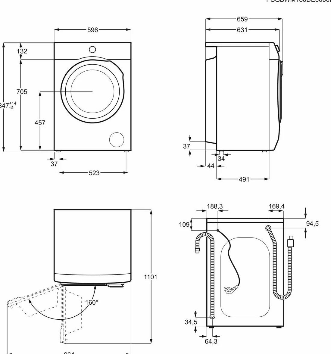 AEG LFR6114O4B Lavadora de Libre Instalación, Carga Frontal, 10 Kg, 1400 rpm, Motor Inverter, Programa antibacteriano, Programas a Vapor, Programa Rápido, LCD, Serie 6000, Blanca, Clase A