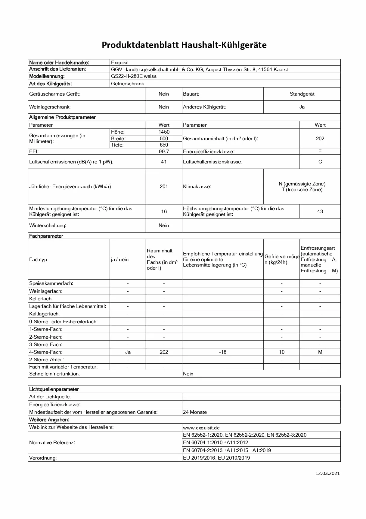 Exquisit Congelador GS22-H-280E blanco | unidad de pie | 202 l de volumen | blanco | congelación | tope de puerta intercambiable | cajones y caja grande | 4 x congelación