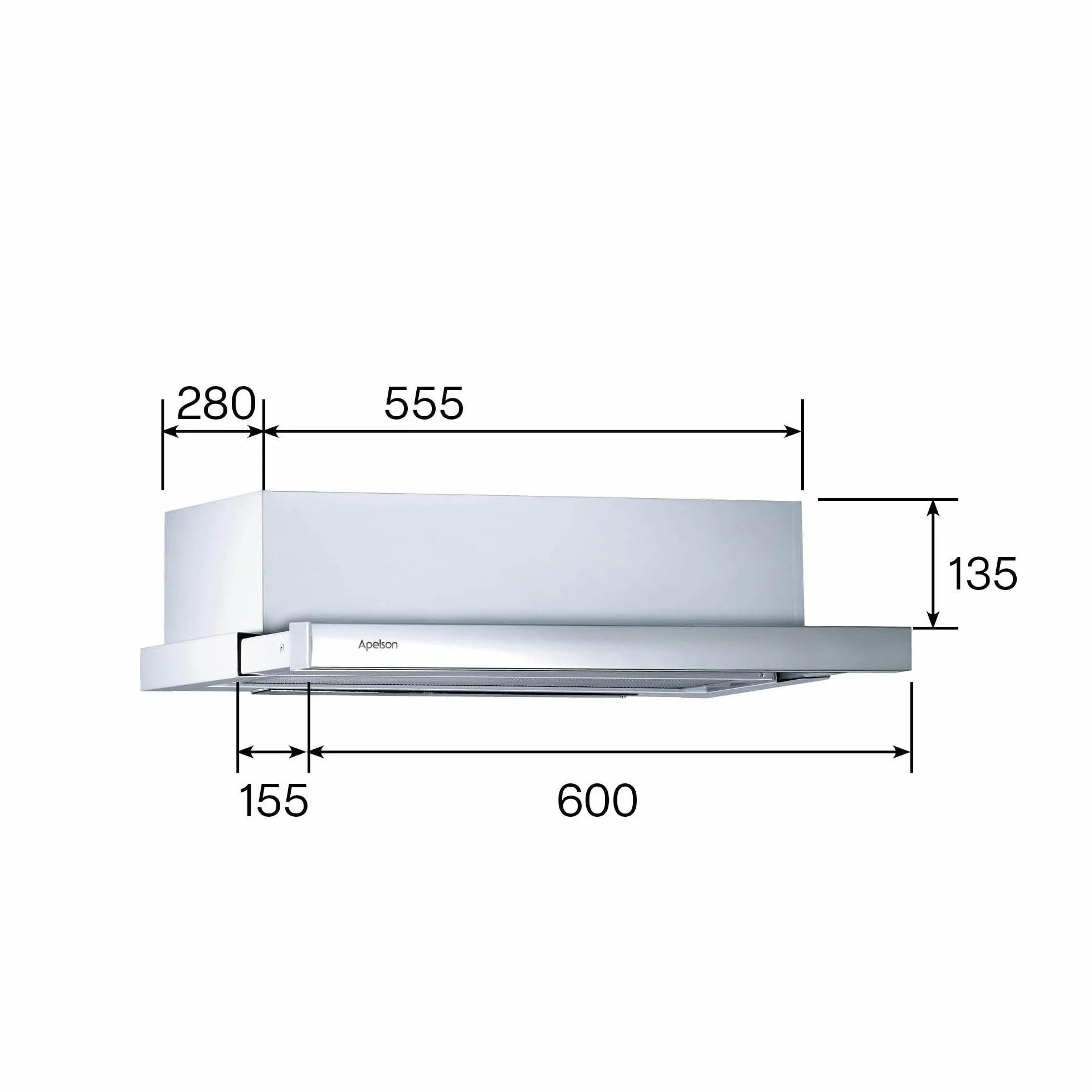 APELSON AIR 202 Campana Extractora Telescópica 60 cm Inox, 2 Motores, 325 m³/h, Iluminación LED, Filtros Lavables, Clase Energética D