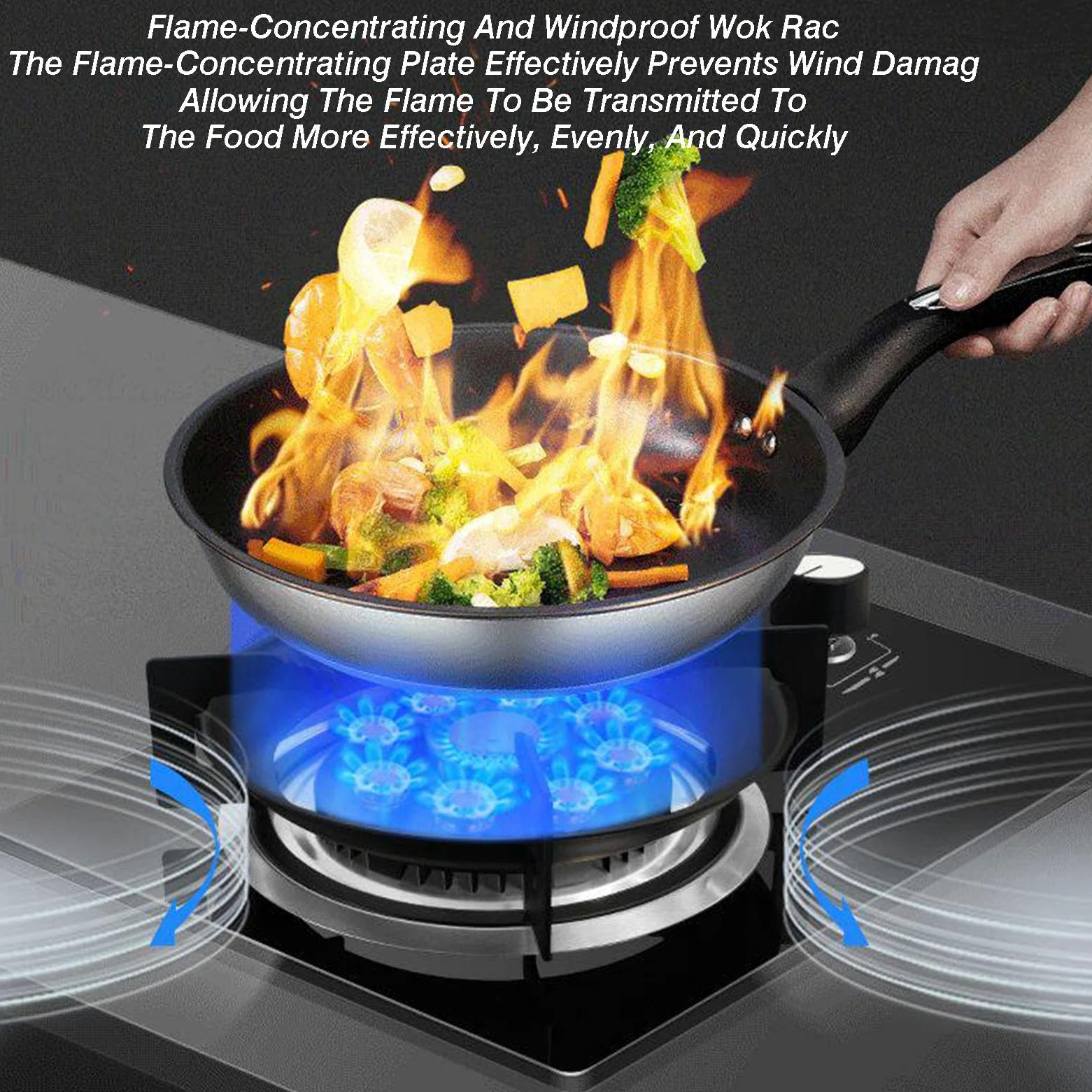 Estufa de gas de un solo quemador, cocina de fuego alto de 5,2 kW, reguladores de interior de catering, estante de hierro fundido de vidrio templado, con protección contra llamas