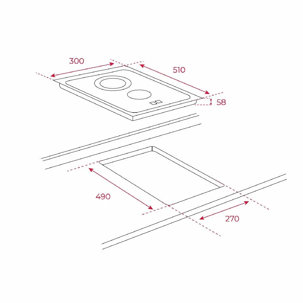 TEKA Placa Vitrocerámica 30 cm 2 Fuegos TouchControl TBC 32010 TTC