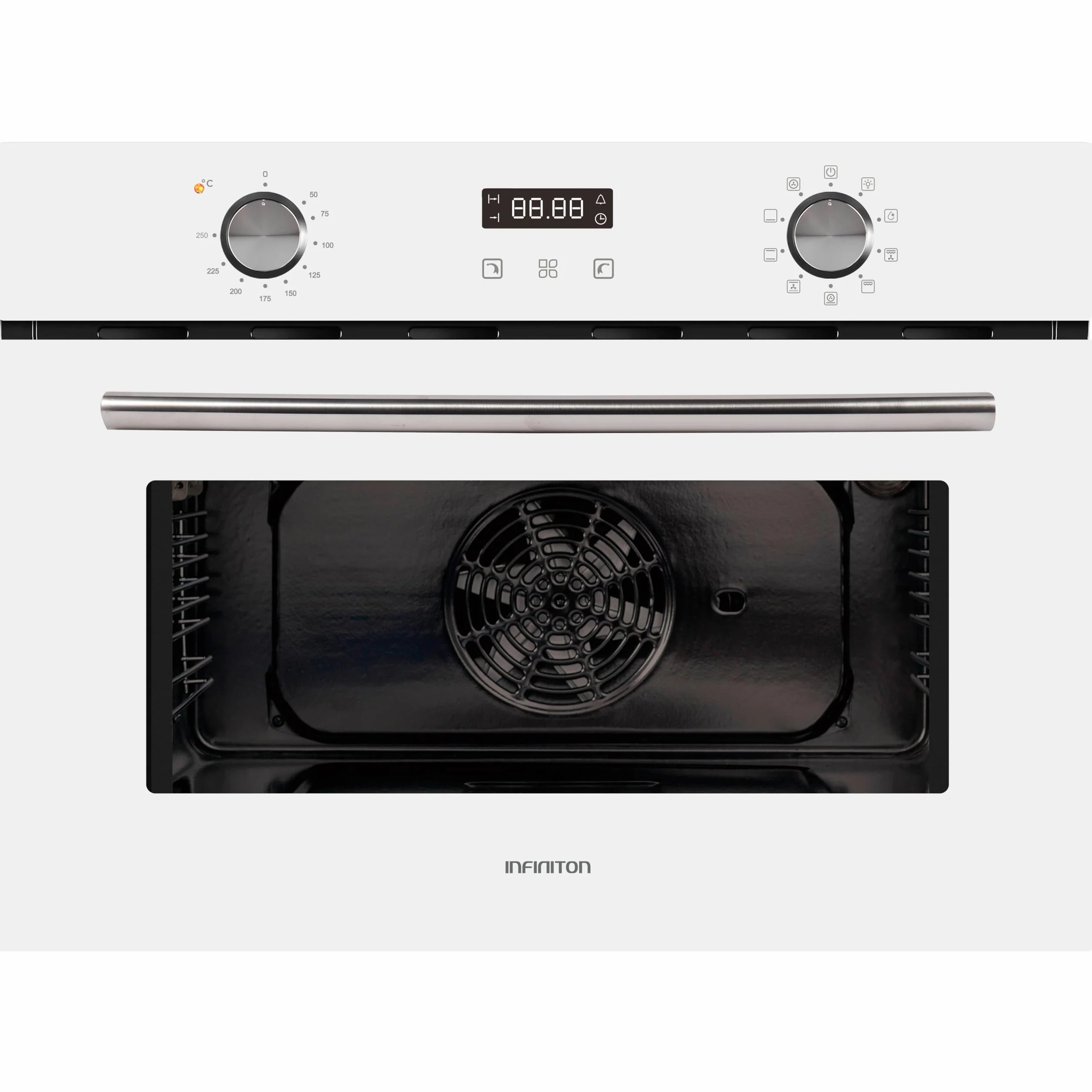 Infiniton Horno Compacto Multifuncion HN-A45MB Alto 45cm Clase A 2800W Display digital LED Easy-tronic Control de tiempo de finalización Puerta de doble acristalamiento (Blanco)