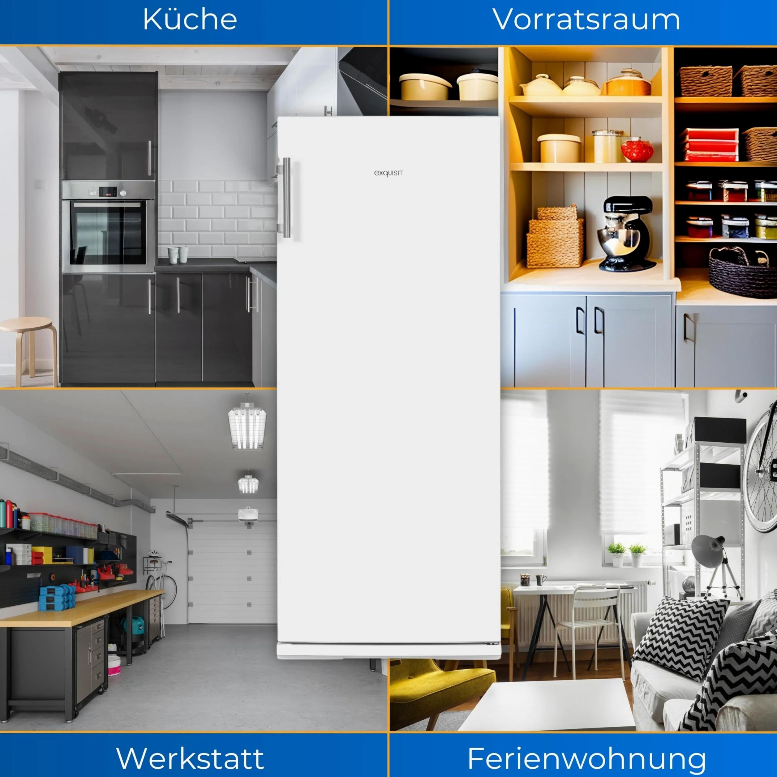 Exquisit Congelador GS22-H-280E blanco | unidad de pie | 202 l de volumen | blanco | congelación | tope de puerta intercambiable | cajones y caja grande | 4 x congelación