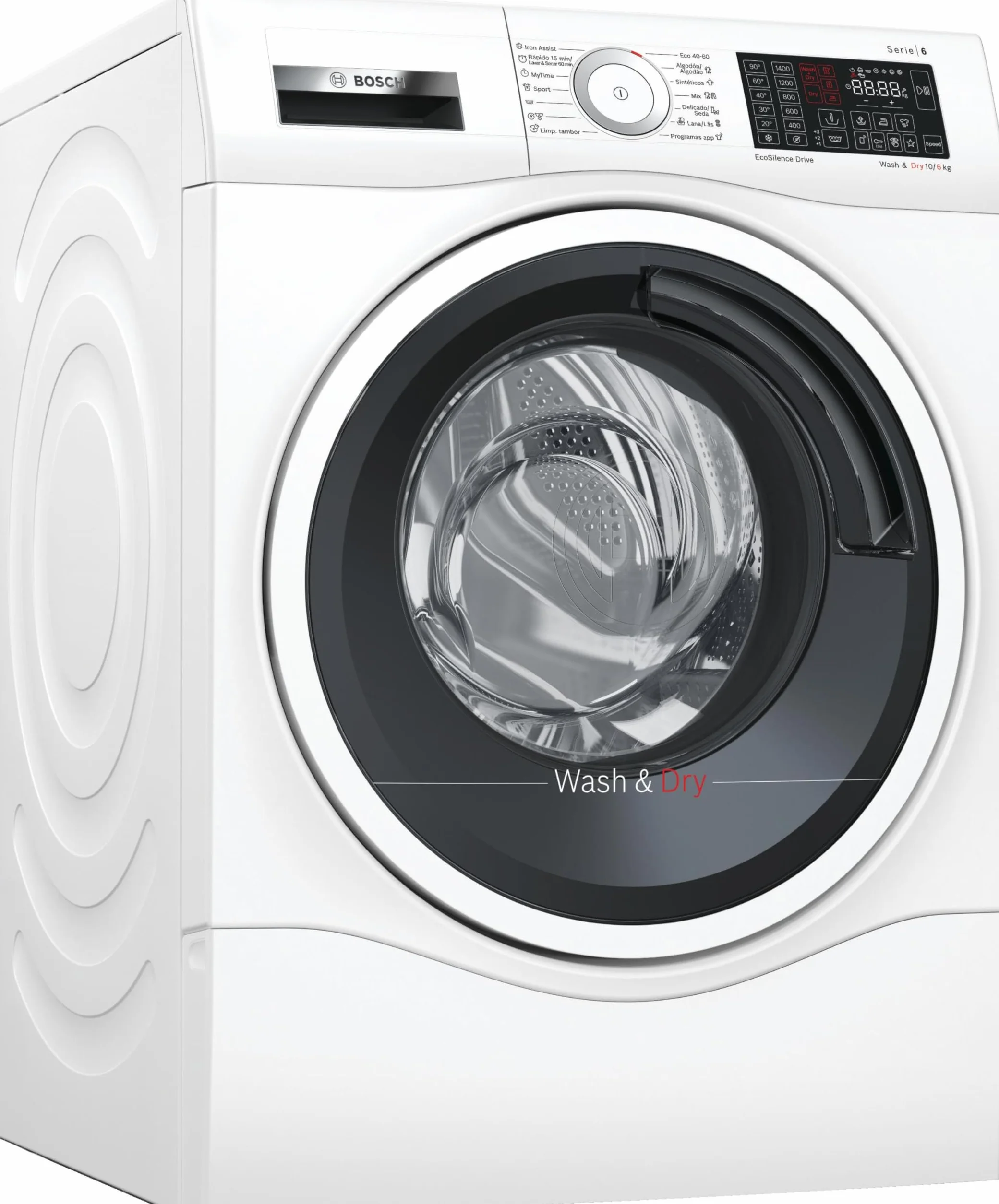 Bosch - Lavadora-secadora 10/6 kg, Serie 6, AutoDry, DirectSelect, Iron Assist, blanco, WDU8H541ES