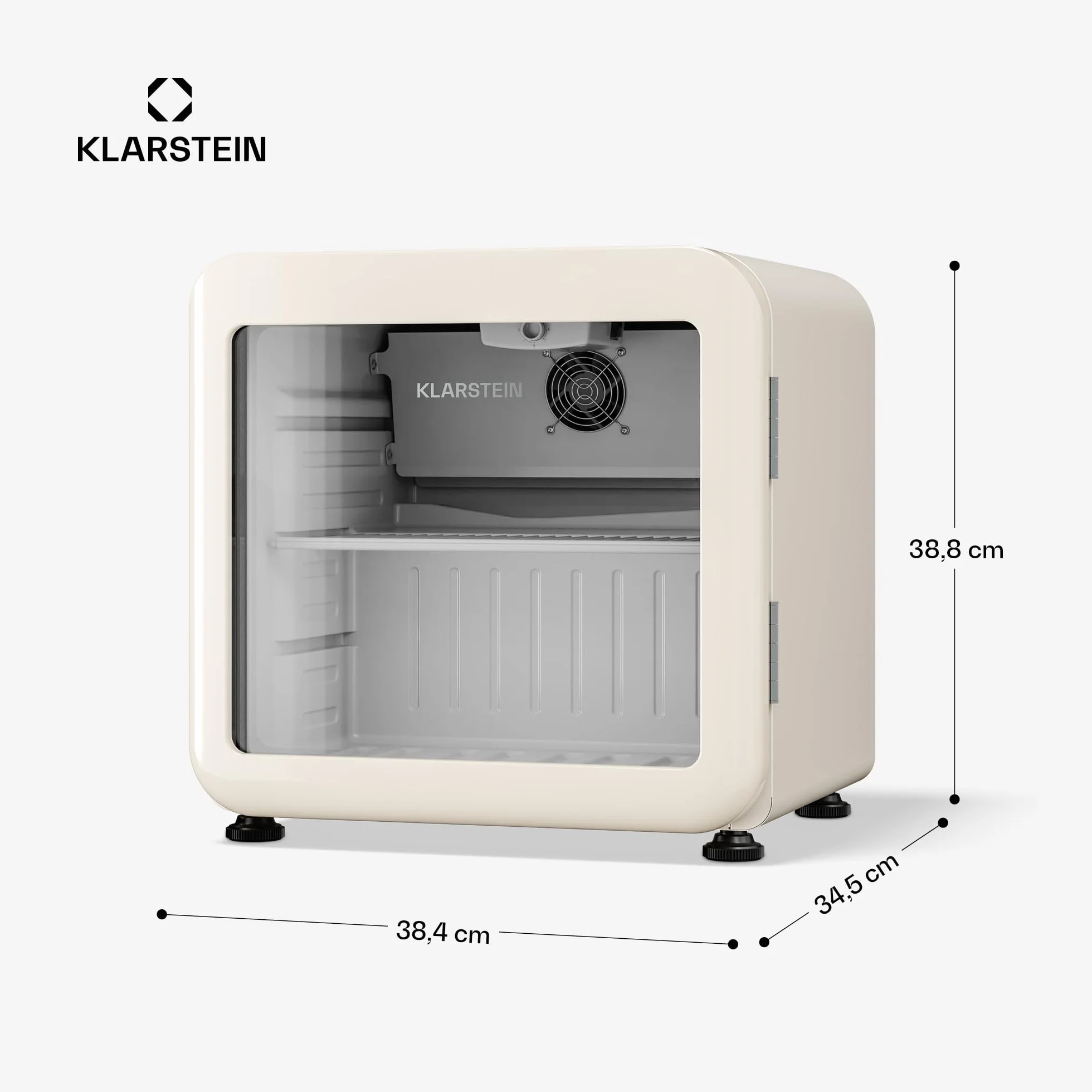 KLARSTEIN Nevera para bebidas Audrey Evo 45 L – Nevera para bebidas con puerta de cristal, luz LED, temperatura ajustable de 0 a 10 °C, funcionamiento silencioso